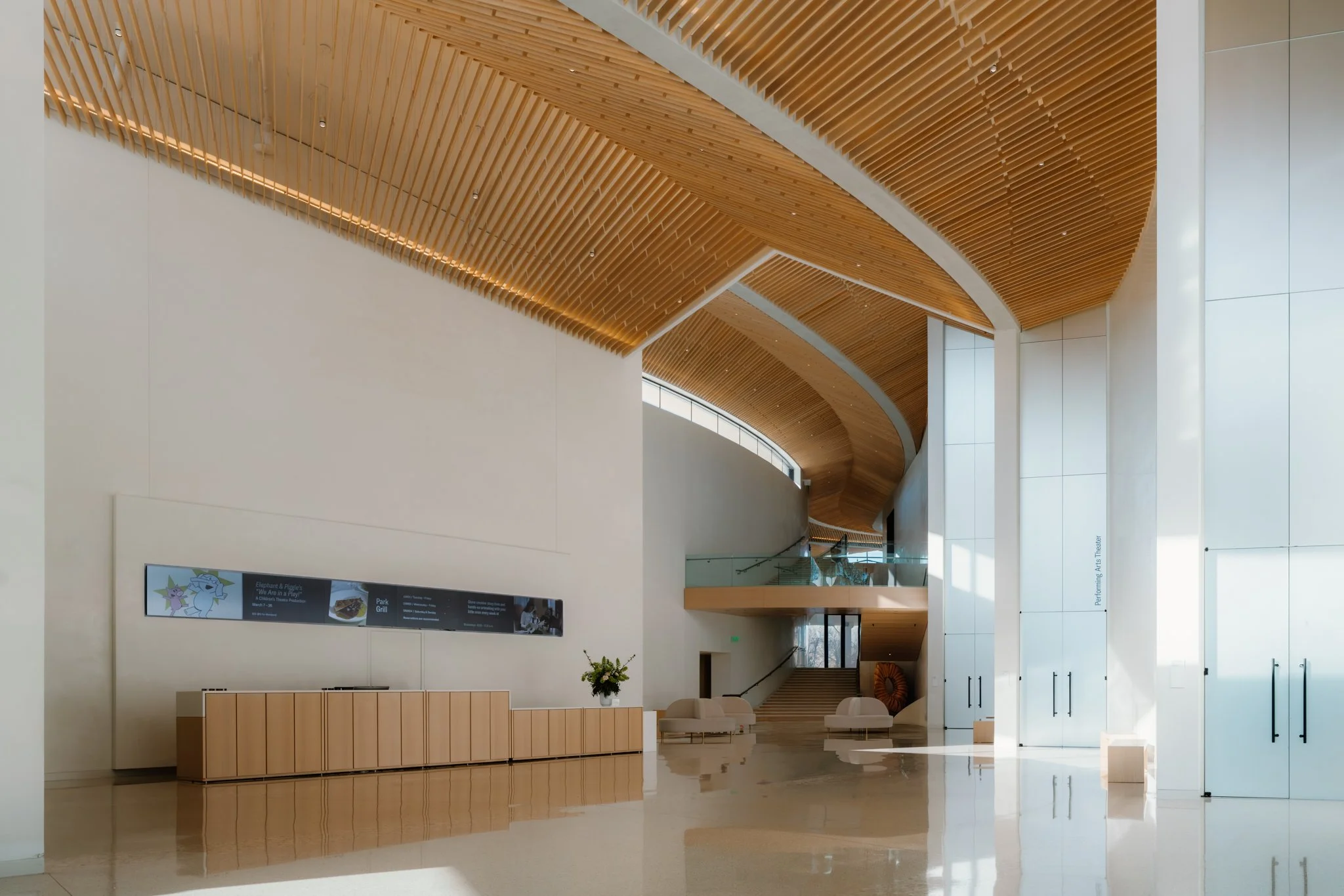 The main lobby and atrium of the Arkansas Museum of Fine Arts in Little Rock captured by David Linn