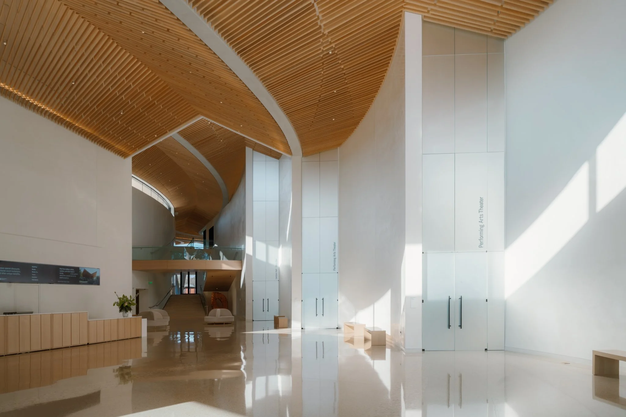 3 doorways into the performing arts theatre in the Arkansas Museum of Fine Arts in Little Rock captured by David Linn