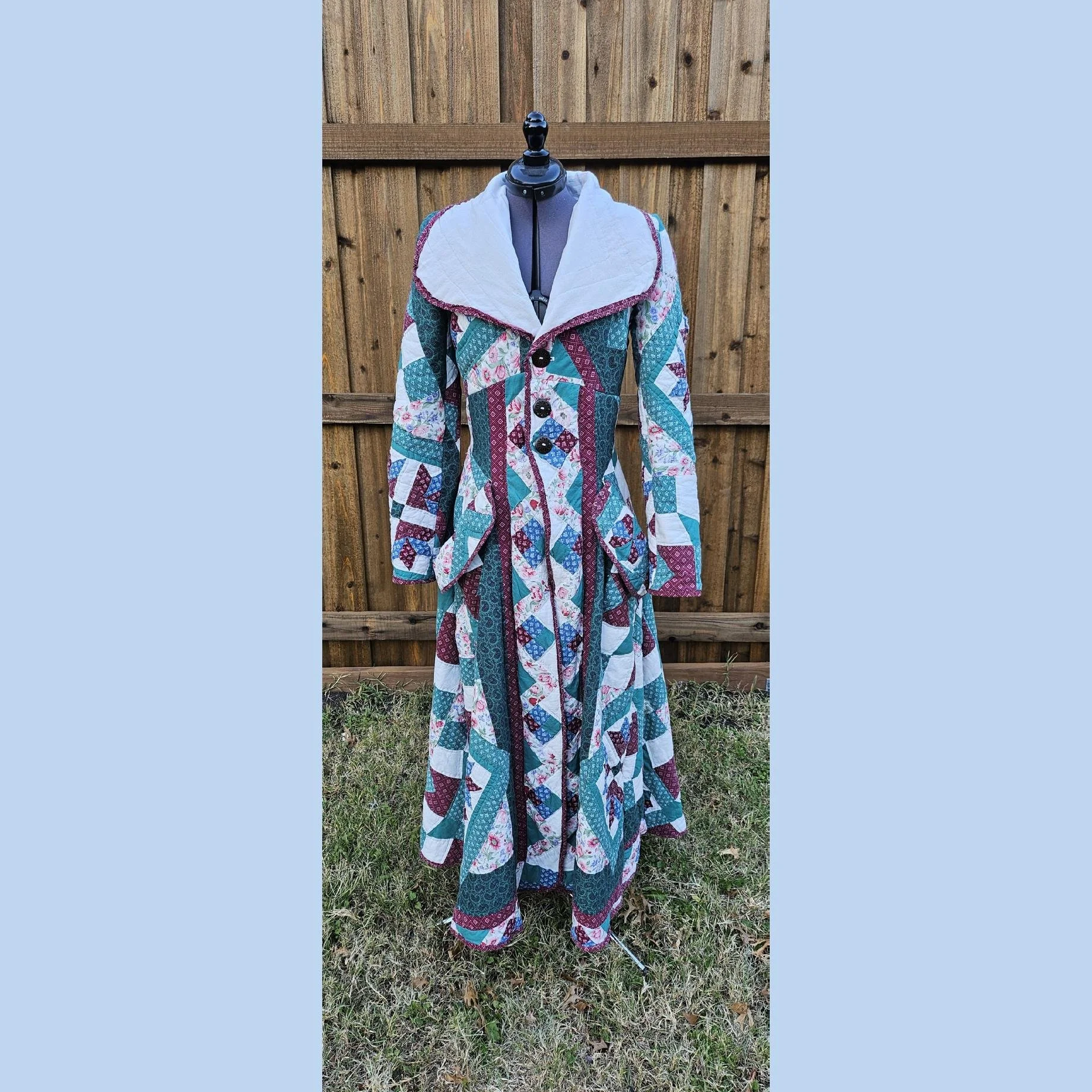 Red, Blue, Green, & Teal Patchwork Western Quilted Duster