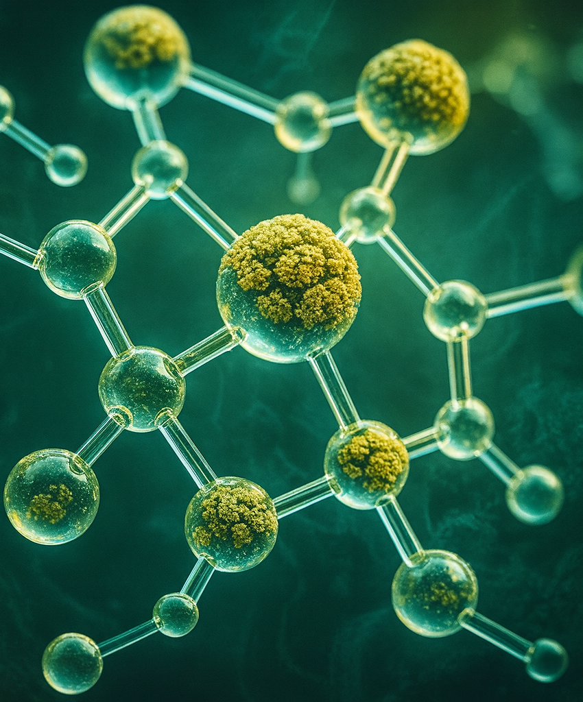 3D molecular visualization of enzyme breaker used in oilfield fluid systems.