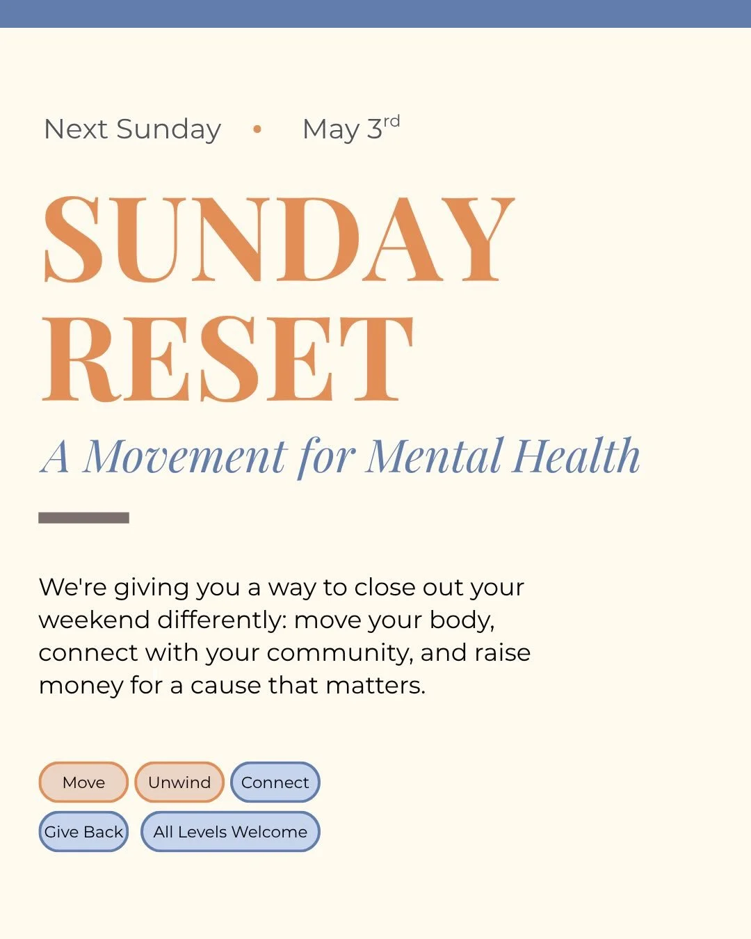 Sundays can be filled with dread the moment you feel the weekend slipping away.

Tomorrow evening, May 3rd, I&rsquo;m inviting you to end it differently. Join @acolnj with good people, movement, and the opportunity to support a cause taking care of o