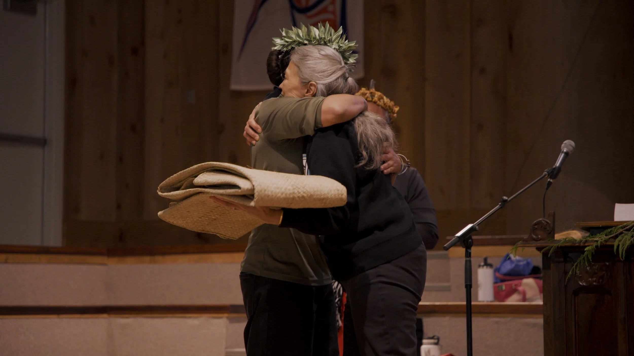 2026_07_11_Pacific Peoples Gathering of Our Teachers - 31 - Darian and Evelyn - Lamotrek gift - The Learning Mat.jpg