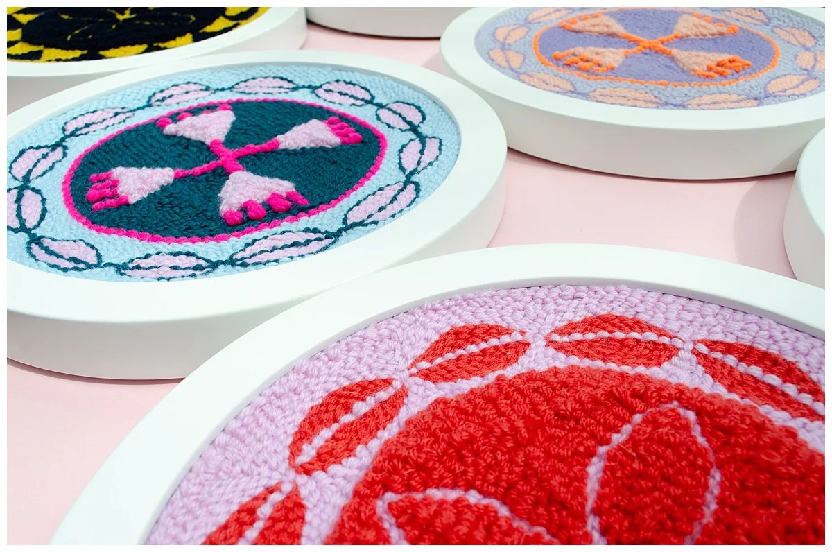 Contemporary wool artwork by Natalie Holland exploring Niuean storytelling through textile design.