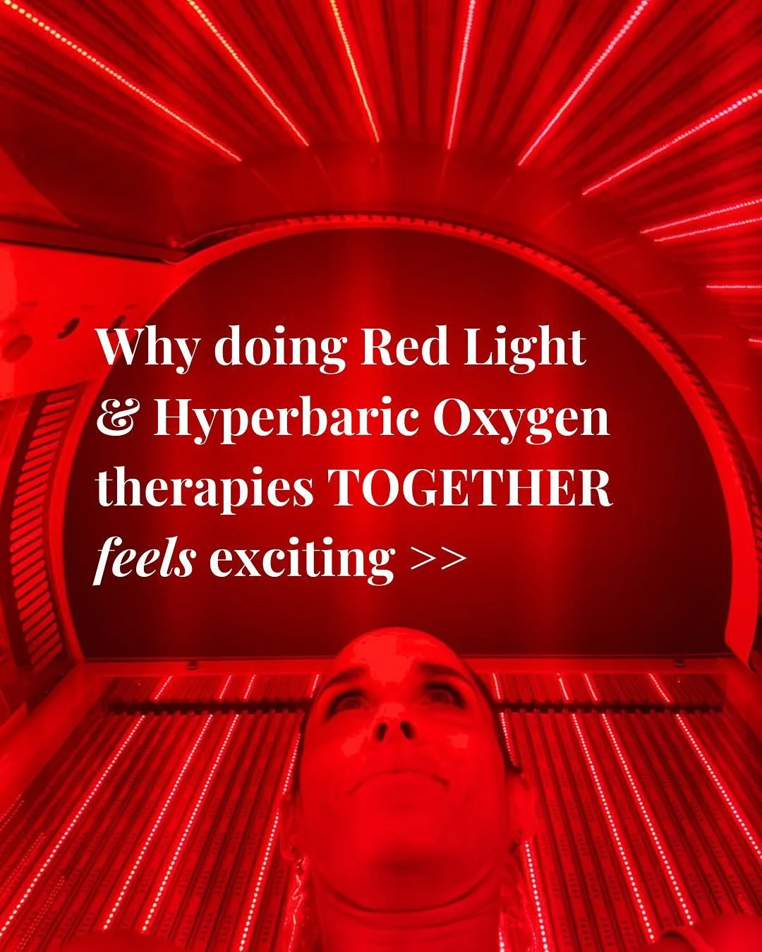I&rsquo;ve been doing Hyperbaric Oxygen Therapy (HBOT) for a while now but today I tried red light therapy &amp; HBOT together for the first time - and I&rsquo;m here for it ❤️&zwj;🔥

Feeling excited and ready to add this duo to my healing routine a