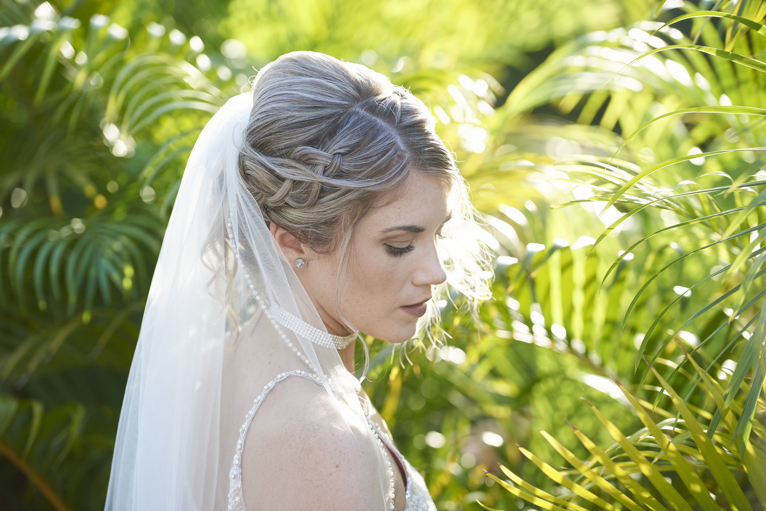 Bride with soft pose at mexican destination wedding