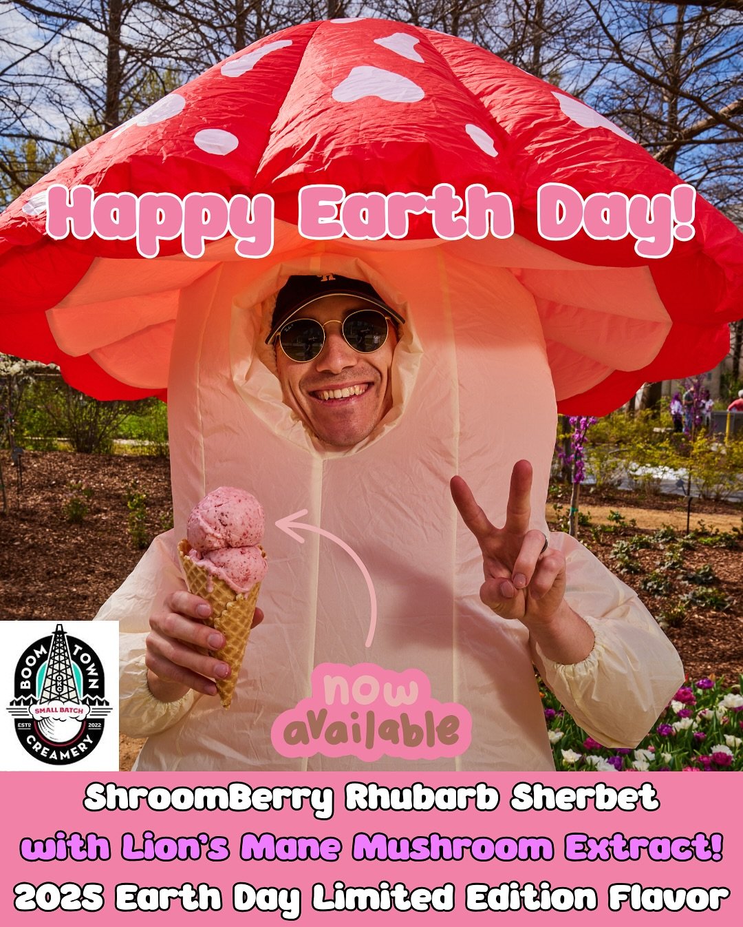 🌍🍓 EARTH DAY EXCLUSIVE 🍄🍦 I’m SO EXCITED to release our special Earth Day flavor in collaboration with @BoomtownCreamery: ShroomBerry Rhubarb Sherbet🍄🍓✨
Made with locally sourced strawberries, rhubarb, and lion’s mane mushroom extr