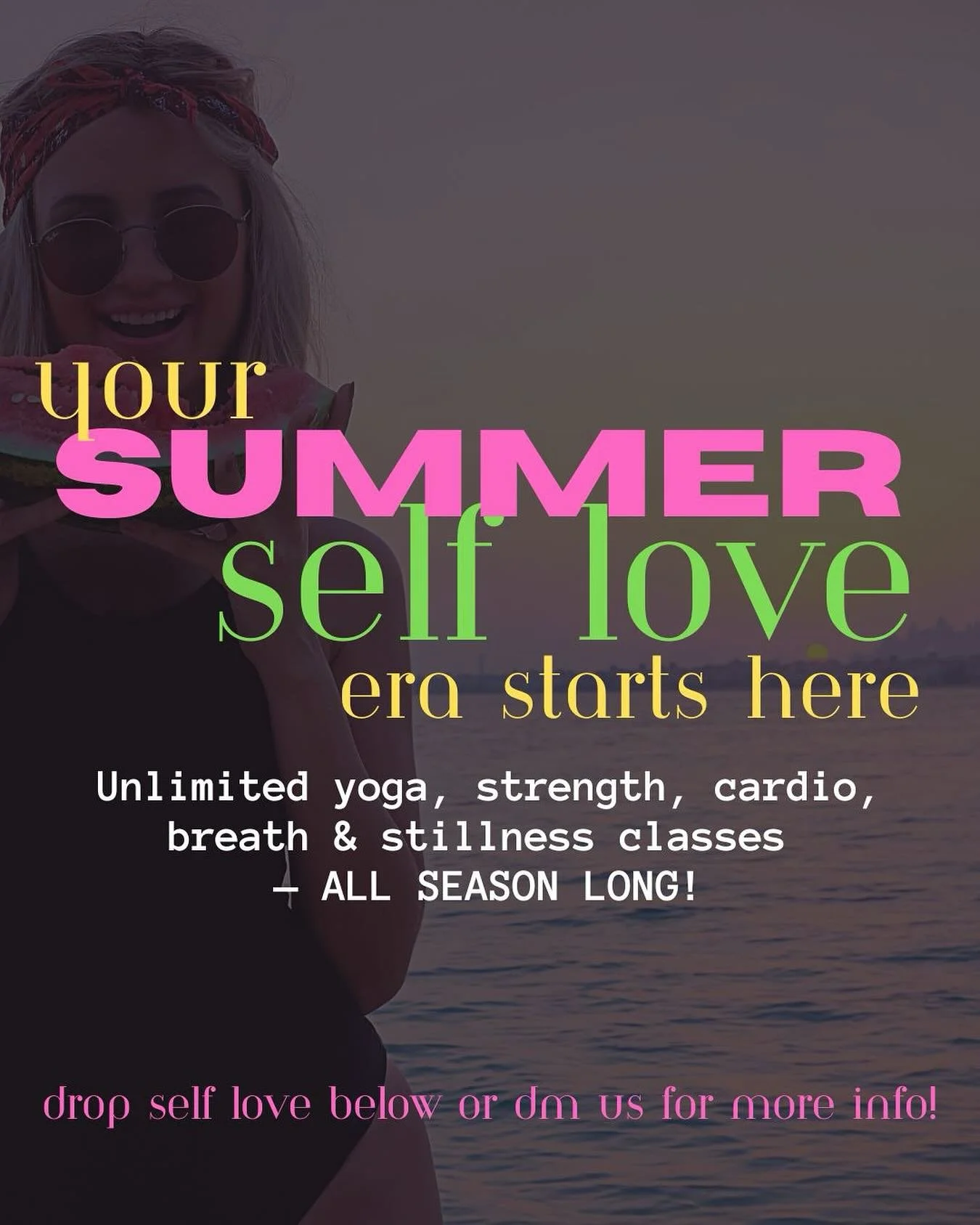 ✨ YOUR SUMMER SELF-LOVE ERA STARTS HERE! ✨

This Summer isn&rsquo;t about shrinking yourself.
It&rsquo;s about coming home to yourself. 🌿

Introducing our Summer Self-Love Offer 🌸
For $69 a week, you&rsquo;ll get unlimited access to every class at 