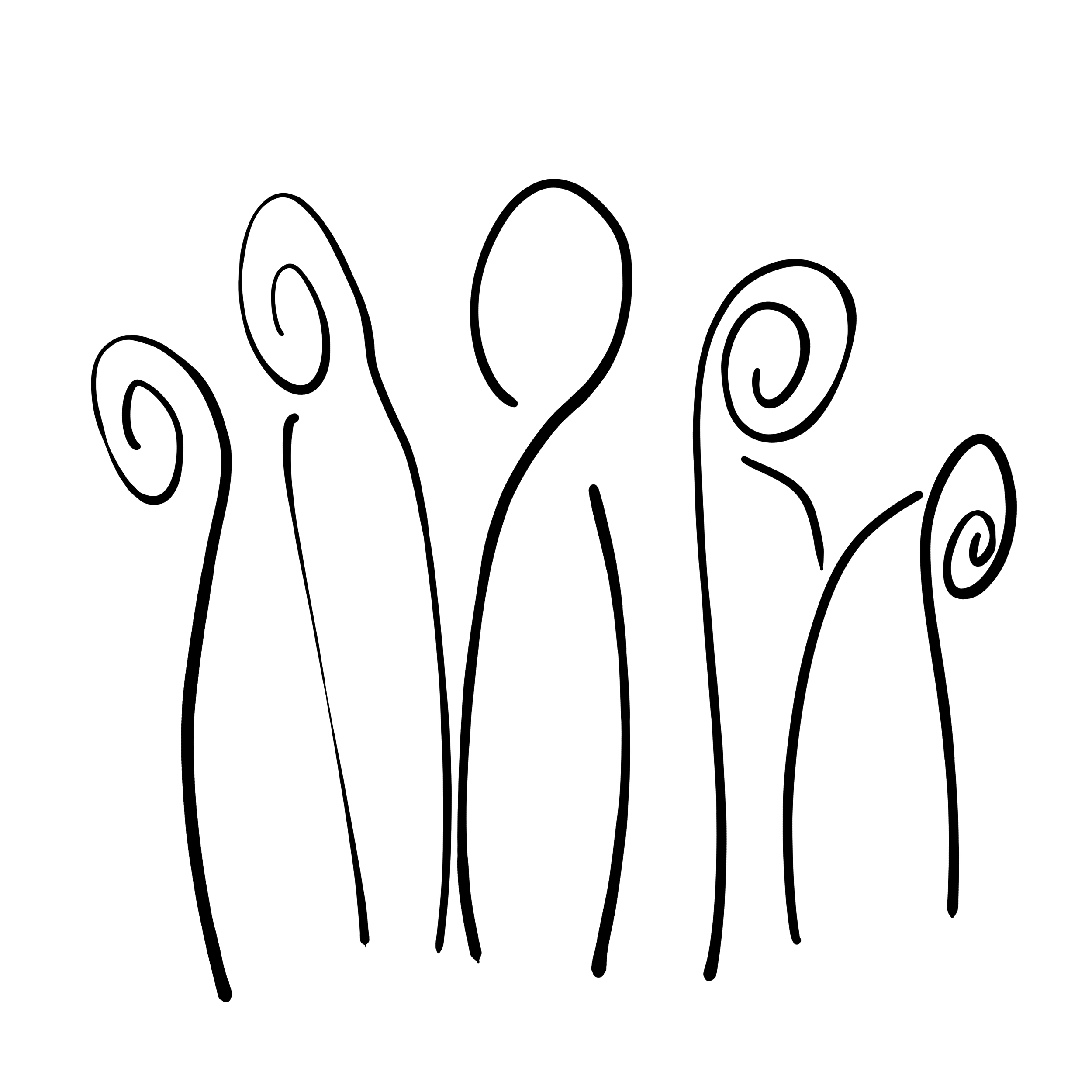 Illustration of abstract curly lines resembling spirals and swirls. Autism. ASD. Autism spectrum disorder. feeling different than others. People turning away. Why don't I understand others or fit in?