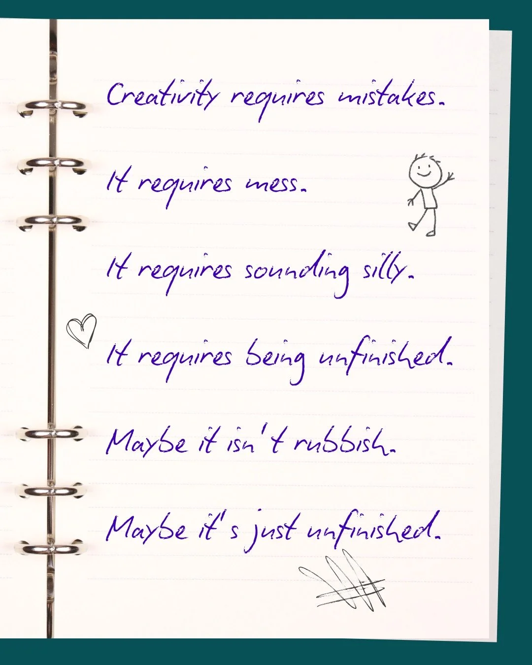 I spent years being hyper-critical when anything I made had mistakes, was messy, or sounded silly.

I felt shame.
So I stopped creating.
I stopped sharing.

Lately, I&rsquo;ve been sharing more of the unfinished.
It feels vulnerable.
It feels counter