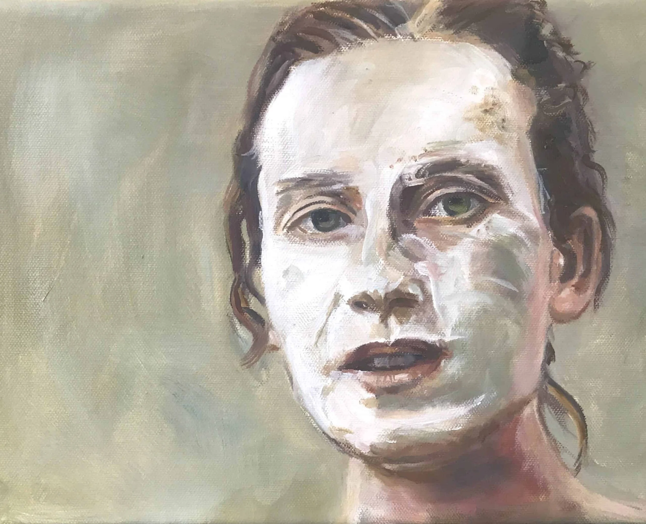 Frau mit Maske II – 24×30 cm, Öl auf Leinwand
