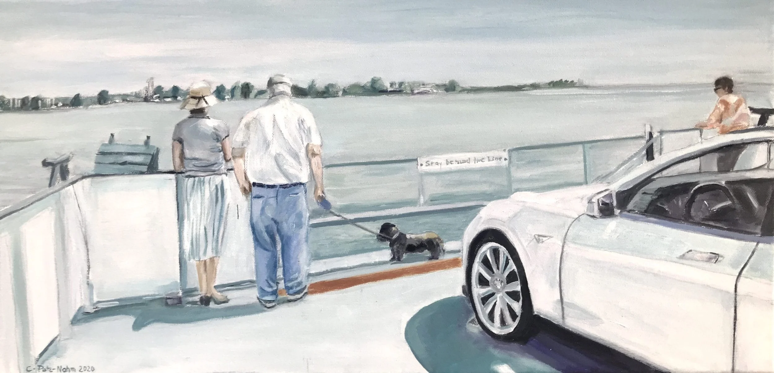 Auf der Fähre II – 30×60 cm, Öl auf Leinwand