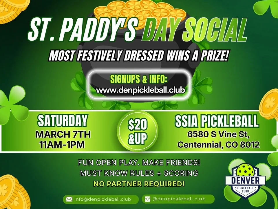 DPC is going GREEN for our next social ☘️🏓 We&rsquo;re turning up the energy for March 7 &ndash; St. Paddy&rsquo;s Day Edition. If you&rsquo;re looking for high-energy, organized, competitive open play with a great crew&hellip; this event is for you