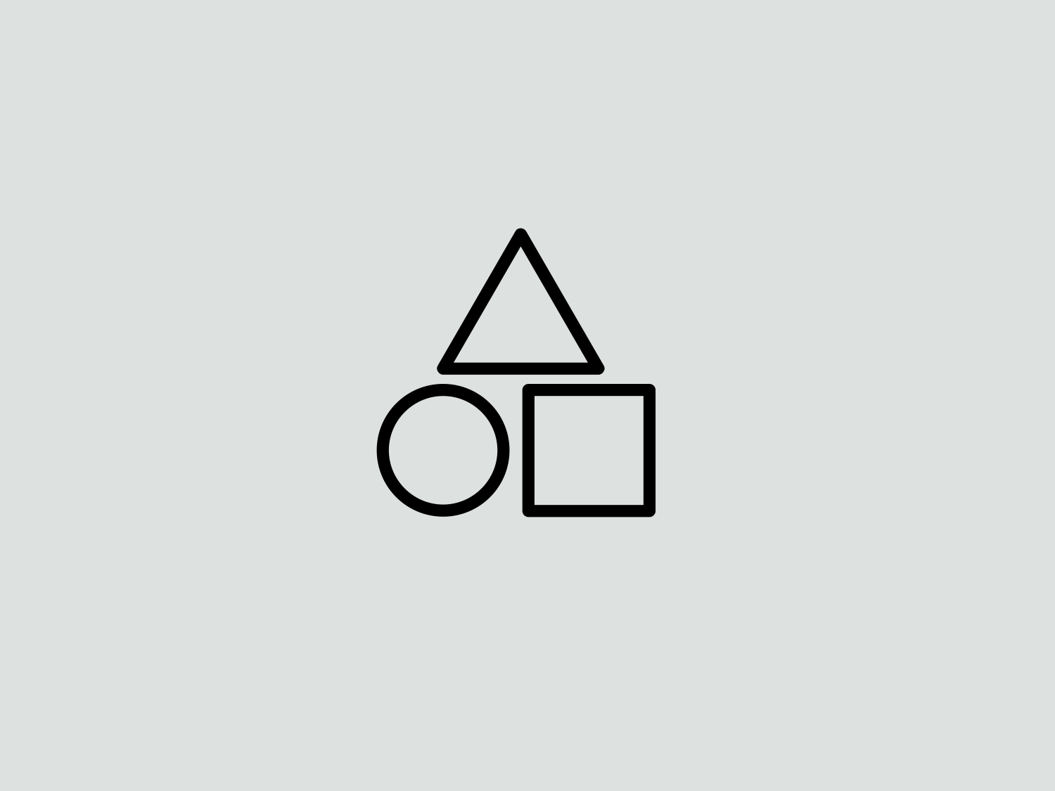 A simple graphic of a triangle, circle, and square arranged vertically.
