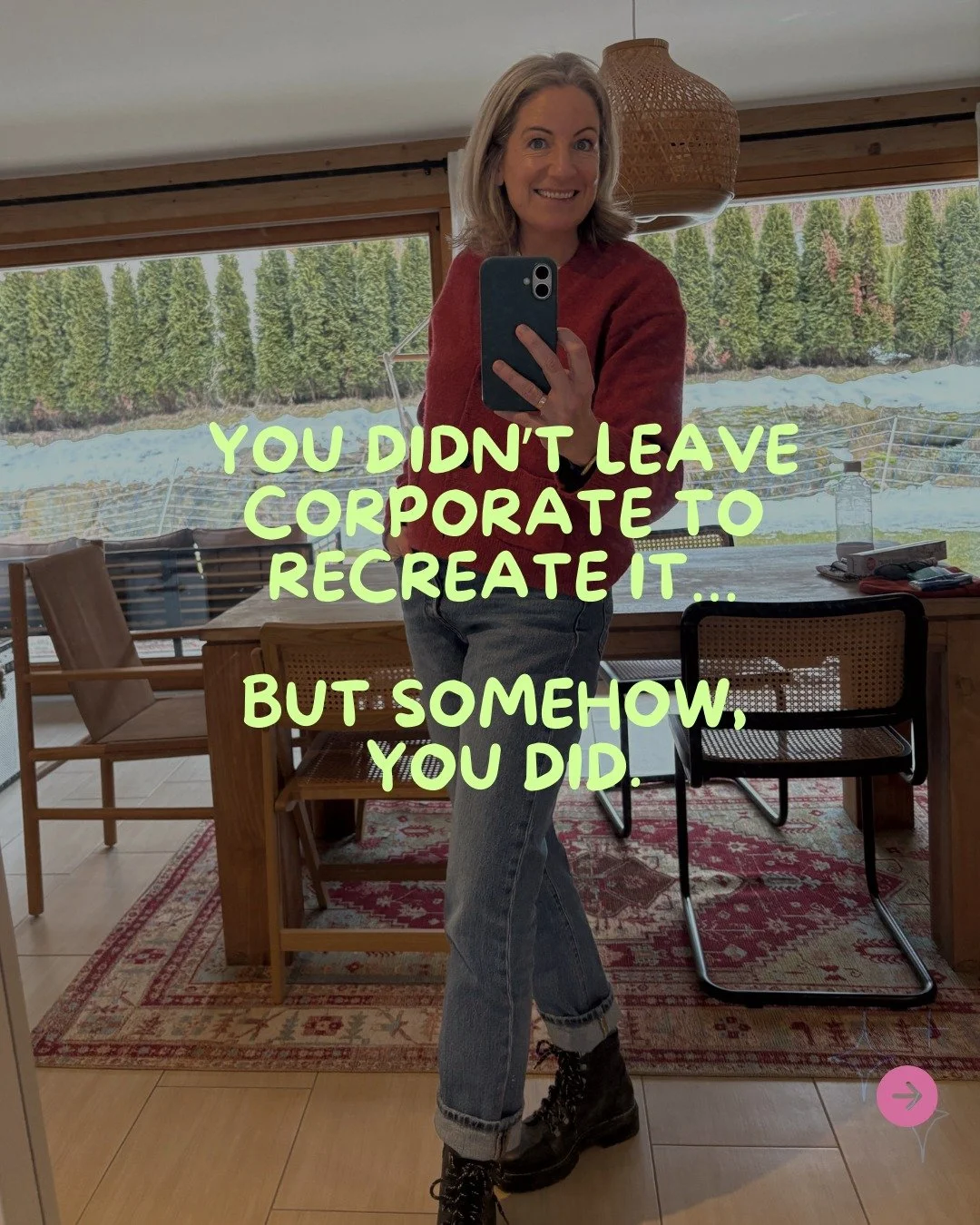 One of the hardest things about leaving corporate is realising how deeply the rules are still running you.

You don&rsquo;t need to sit at the desk all day
for results to &ldquo;eventually come&rdquo;.

That model relies on visibility.
Your business 