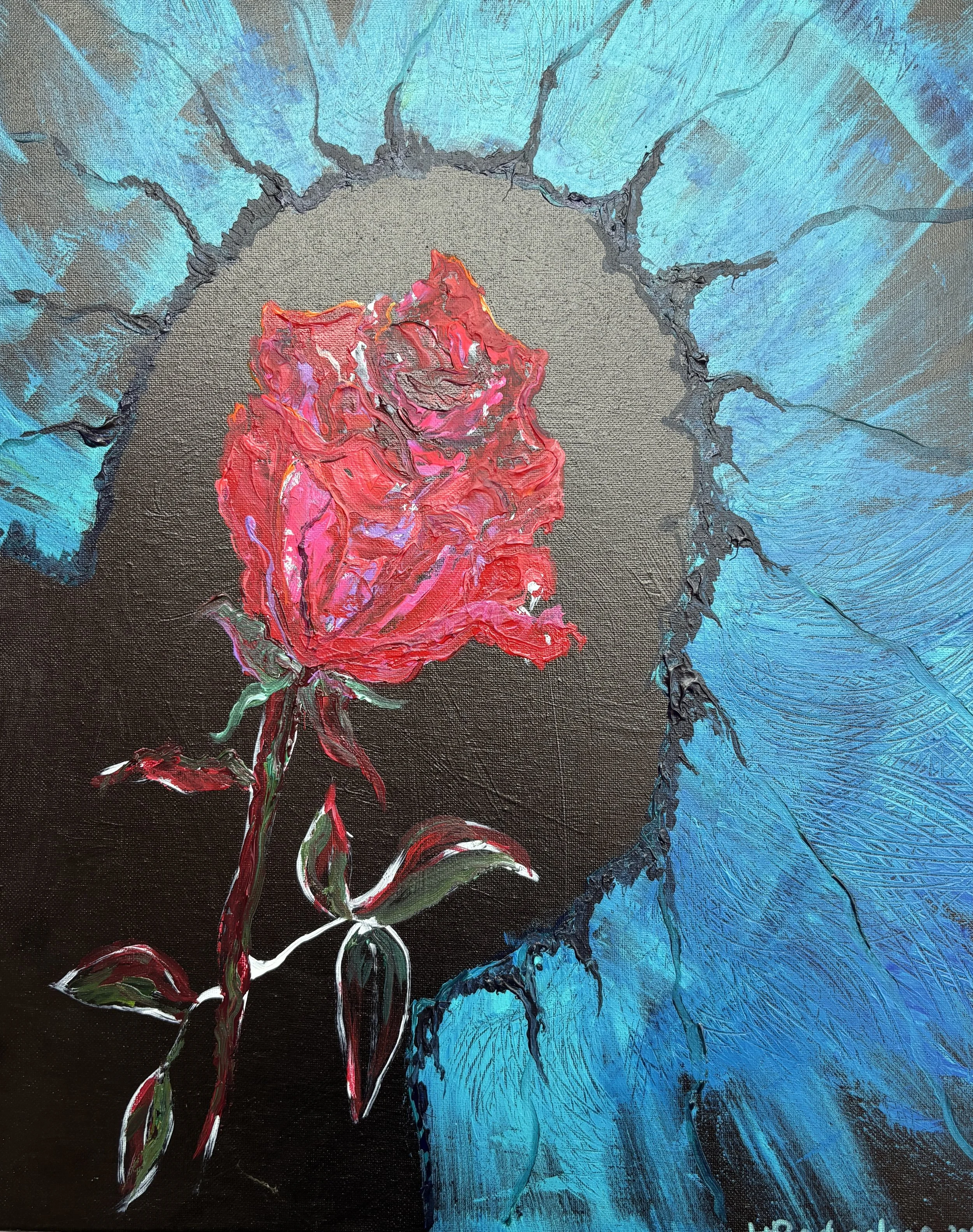 "A Rose from Steven" Acrylic on canvas 16x20
