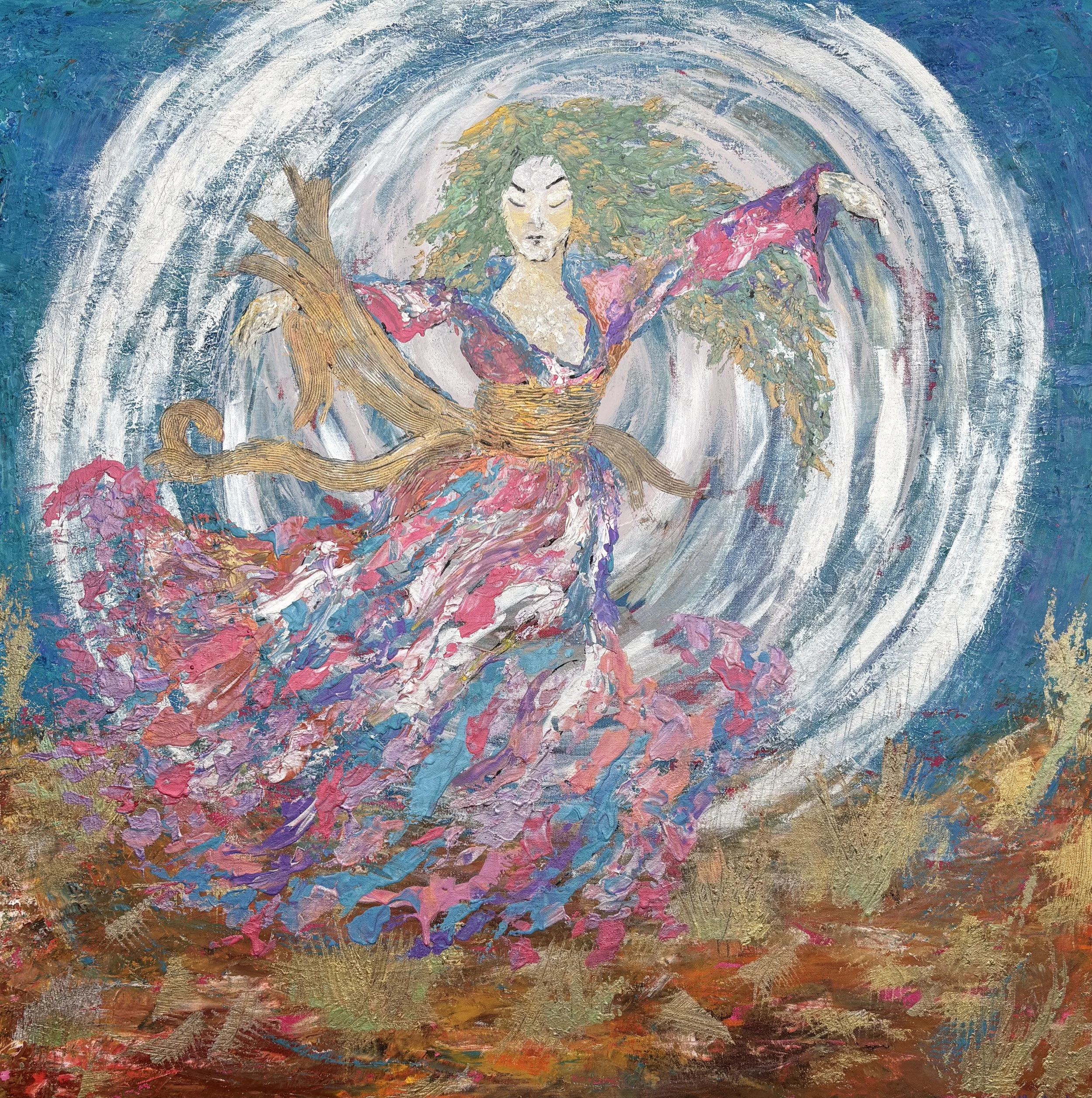 "The Whirl of Spring" Acrylic on canvas 36x36