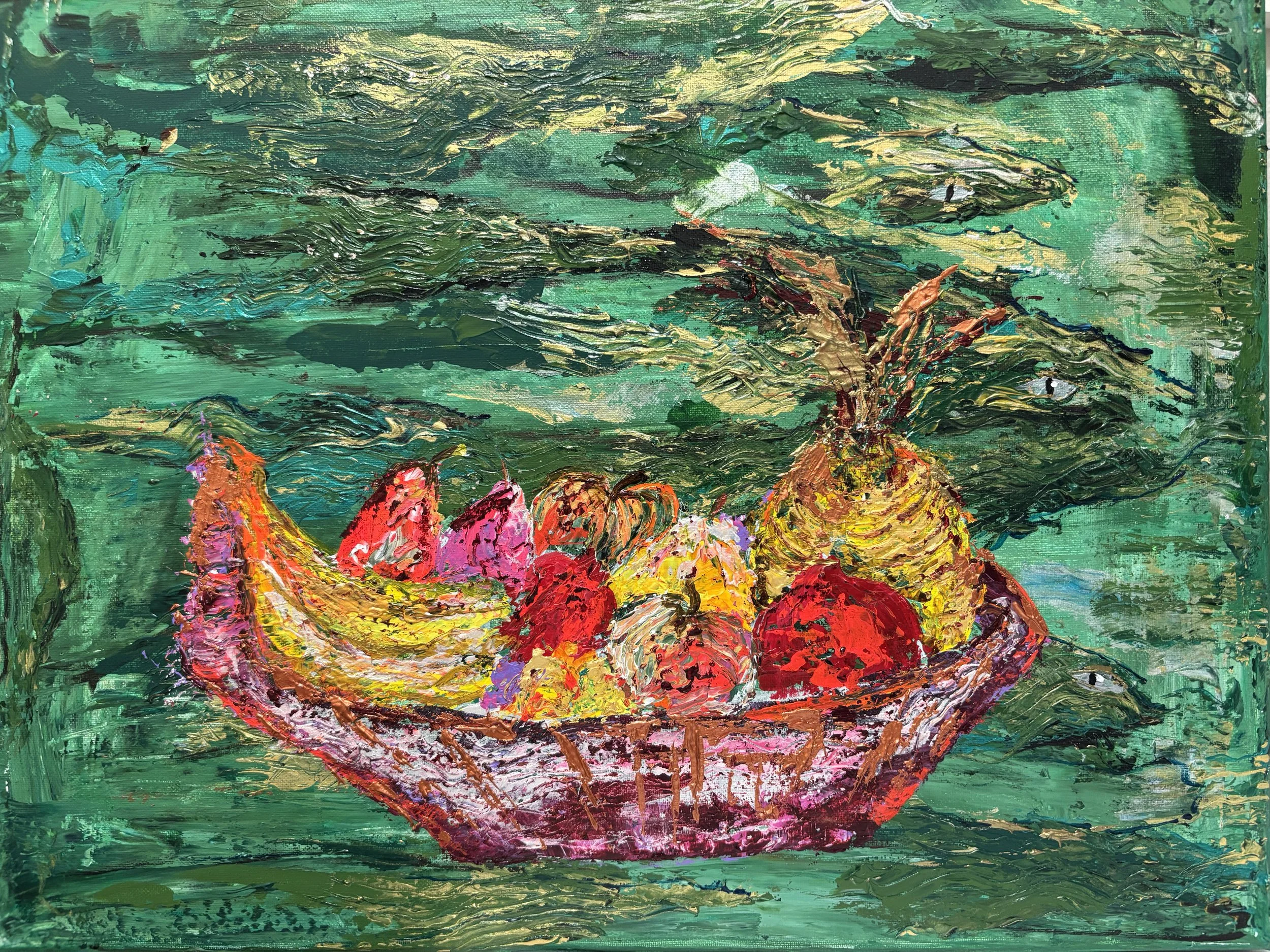 "Fruitbowl Flying With Dragons" Acrylic on canvas 20x16