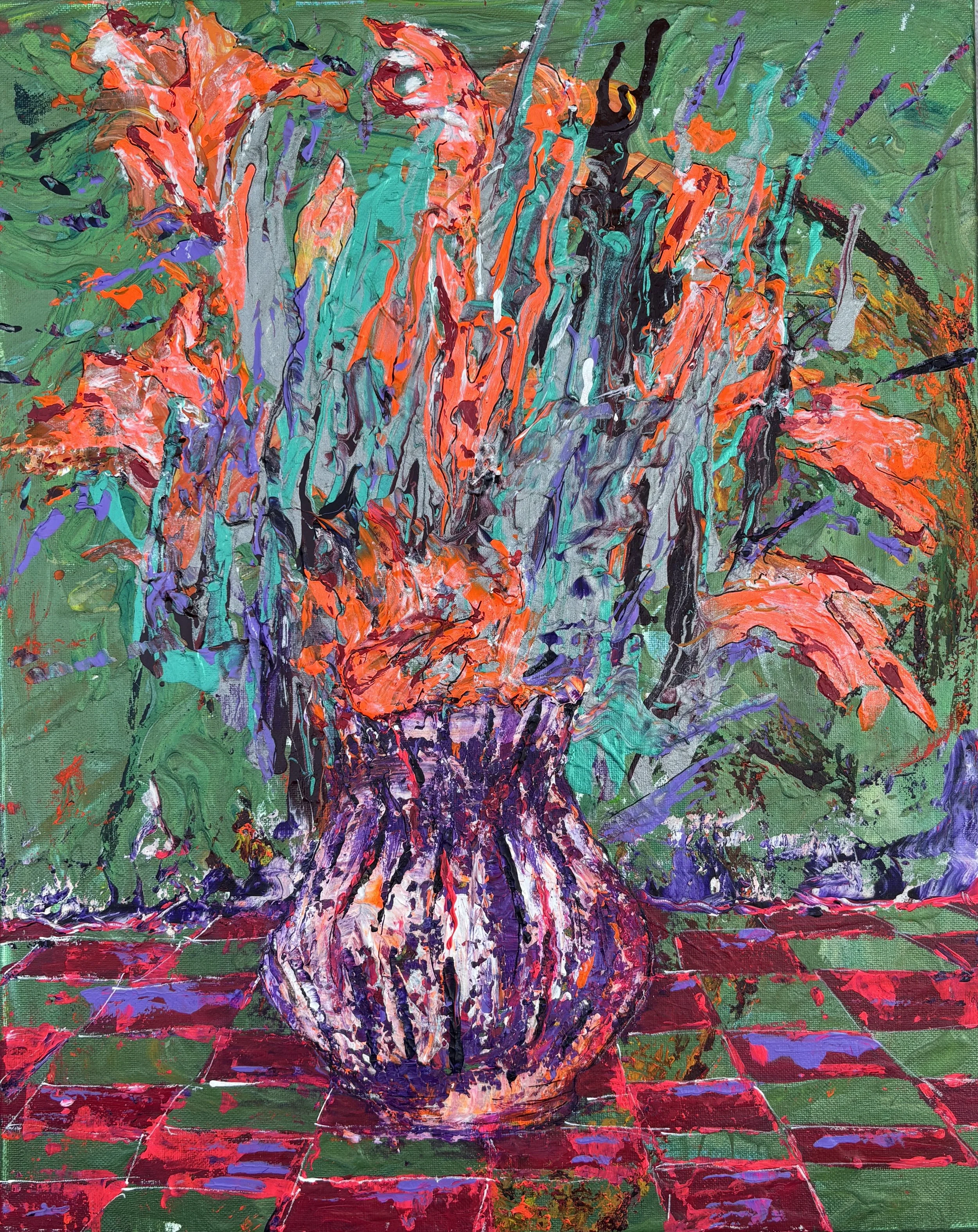 "Screaming Lillies" Acrylic on canvas 16x20
