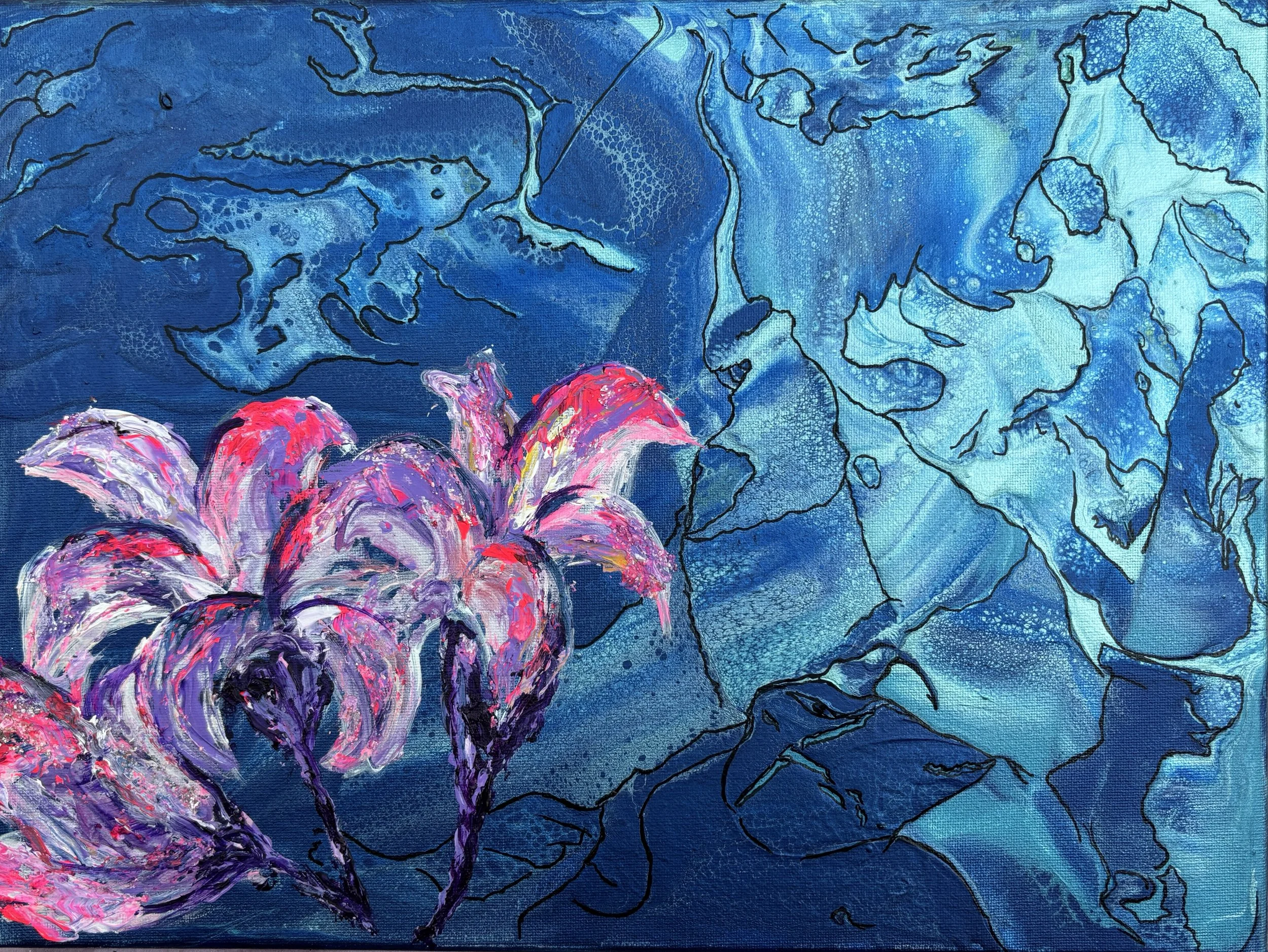 "Lilly Monsters" Acrylic on canvas 16x12