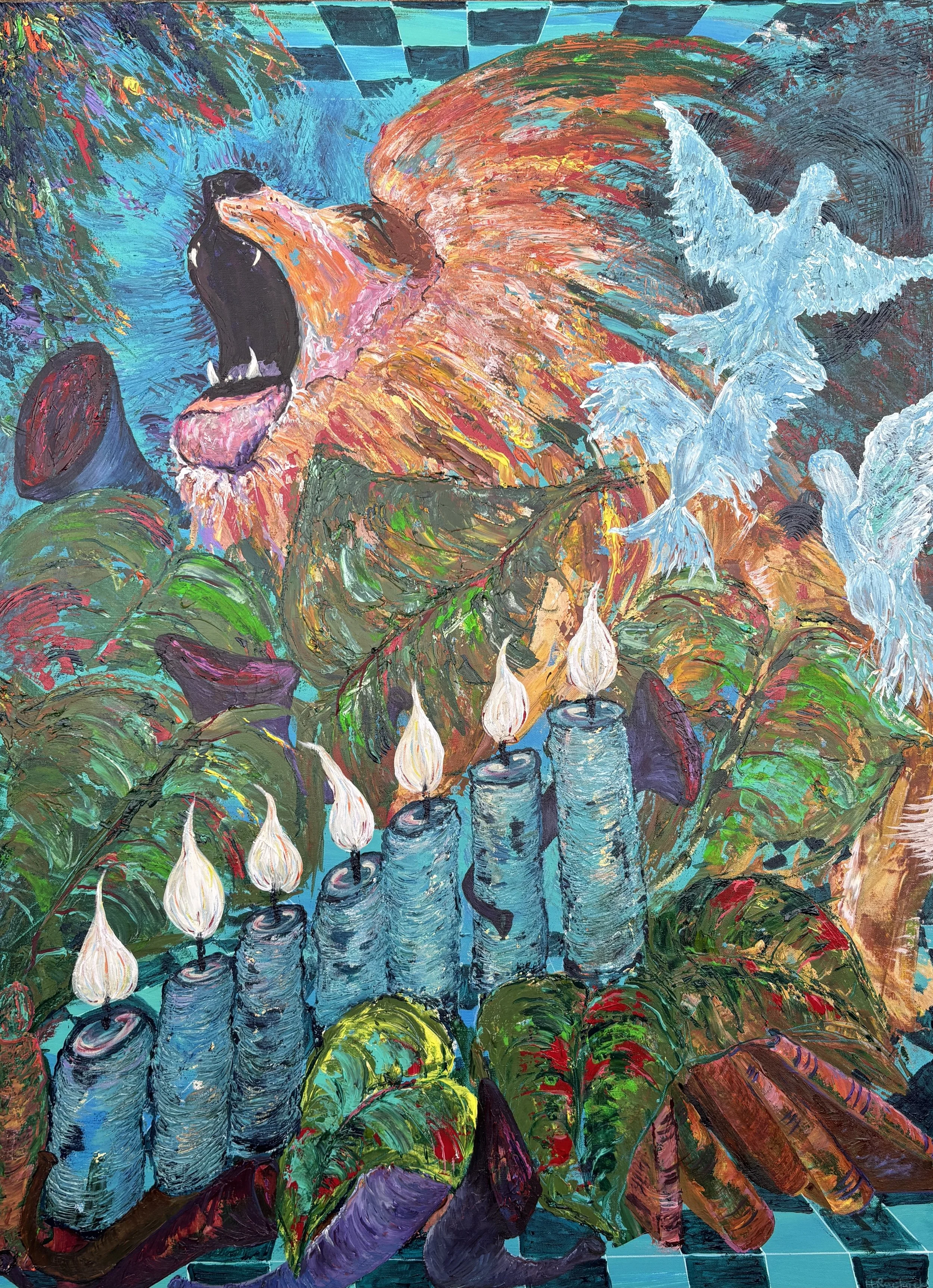 "Let Your Roar Lead the Way" Acrylic on canvas 30x60