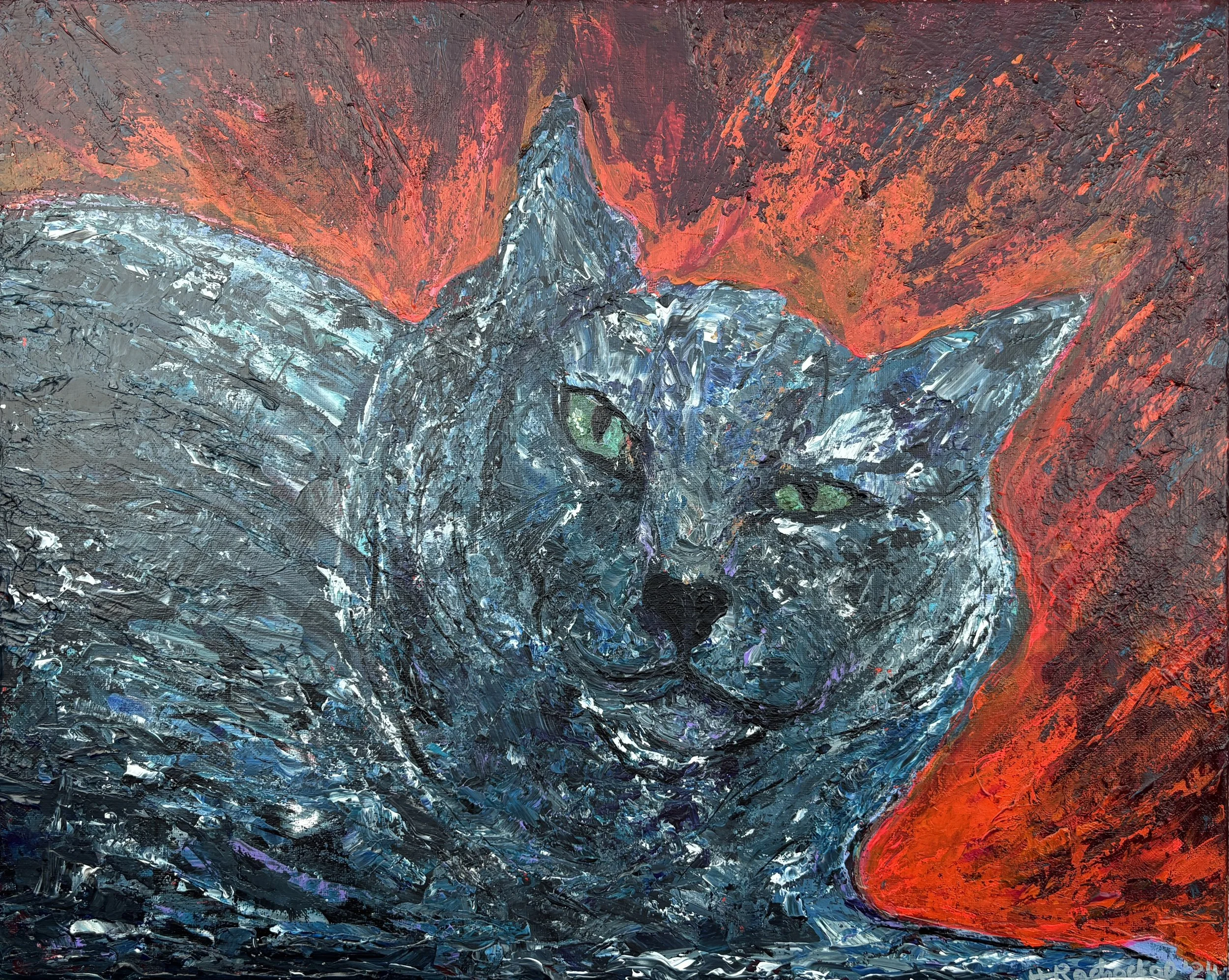 "Simba: Cat, You Know what I Mean" Acrylic on canvas 16x20