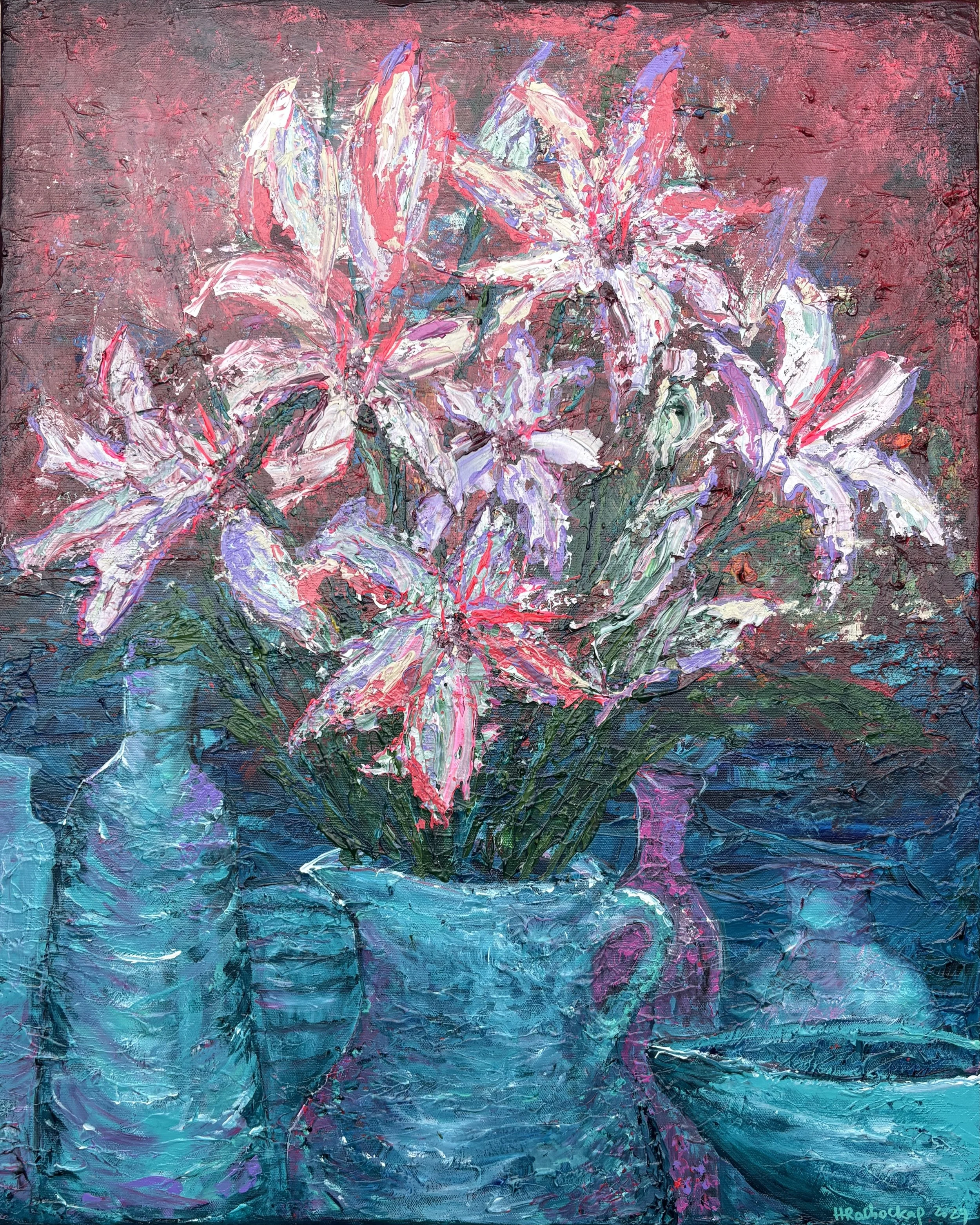 "White Lillies and the Empty Vessels" Acrylic on canvas 20x30