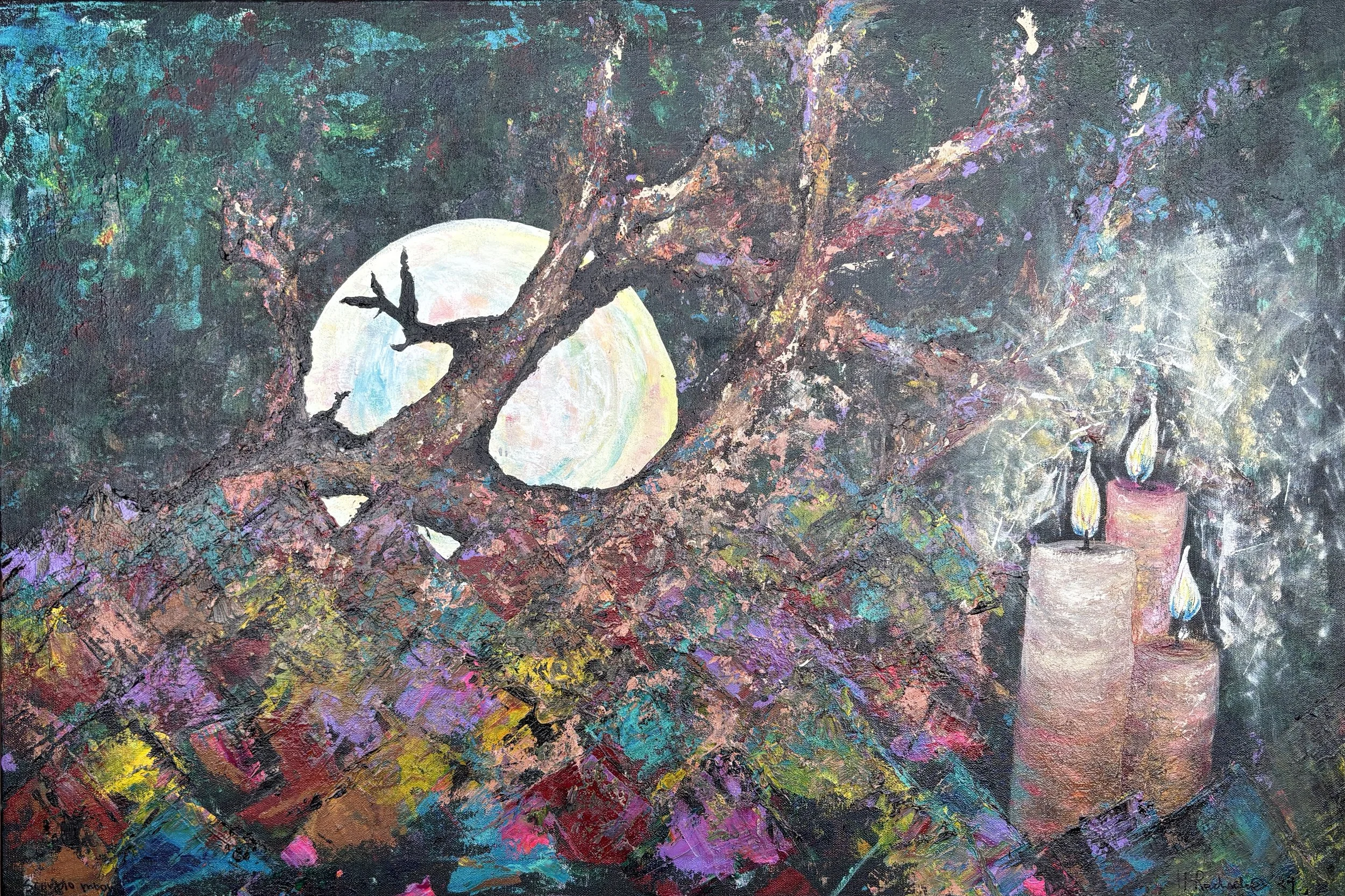 "Hear The Chants Of The Enchanted" Acrylic on canvas 20x36