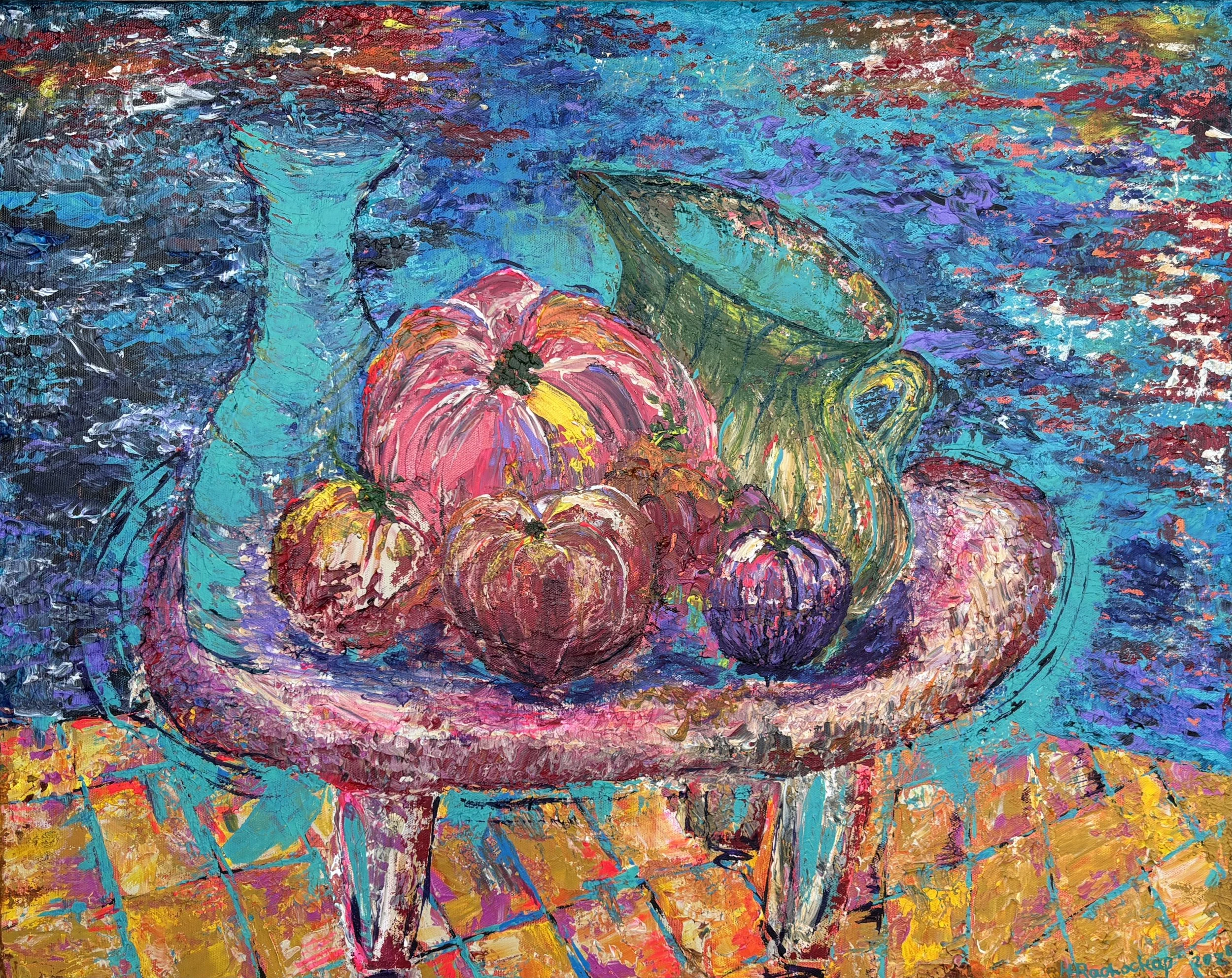 "Pumpkins of the Round Table" Acrylic on canvas 20x30