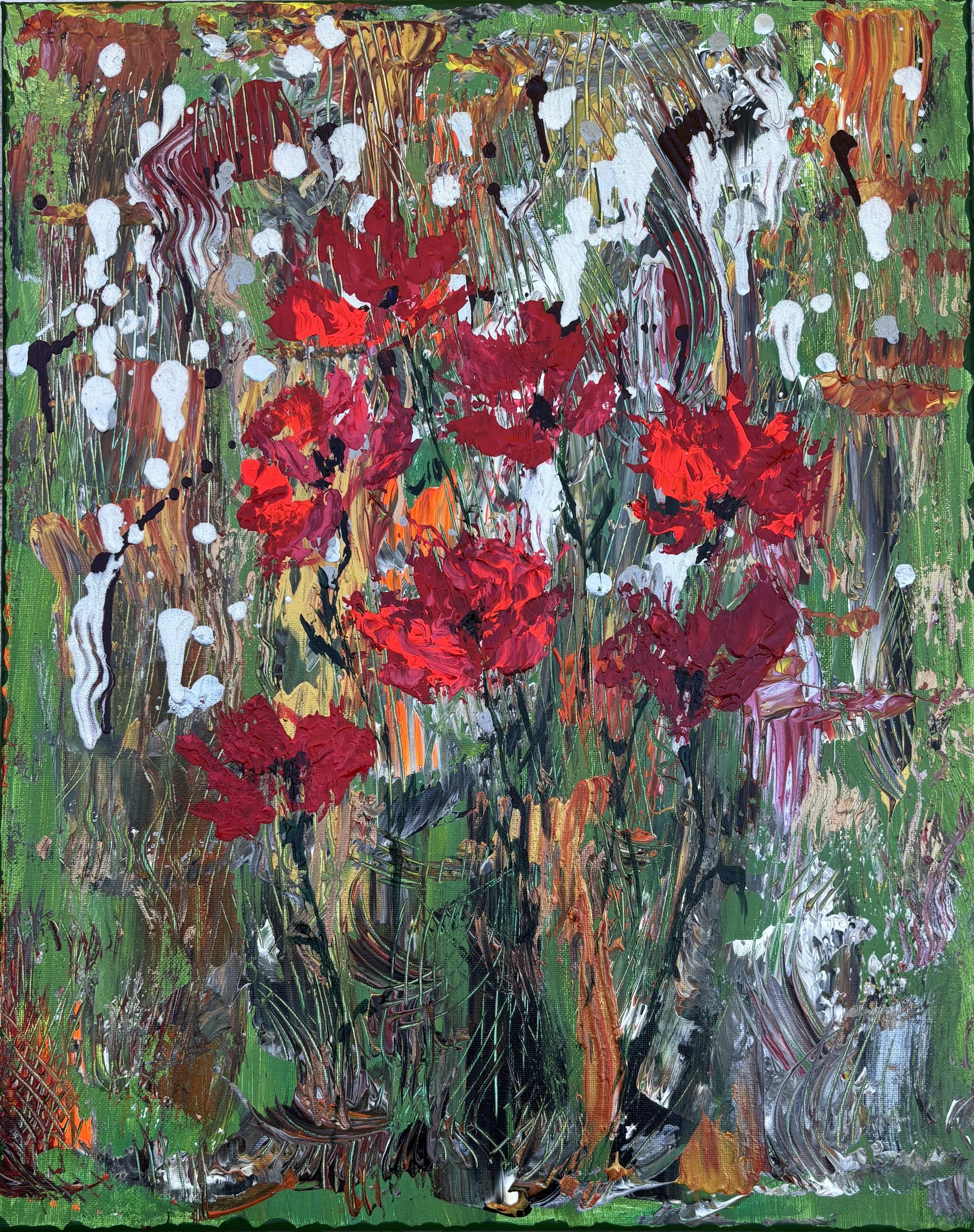 "Field of Poppies 1: What Language Are Your Tears?" Acrylic on canvas 16x20