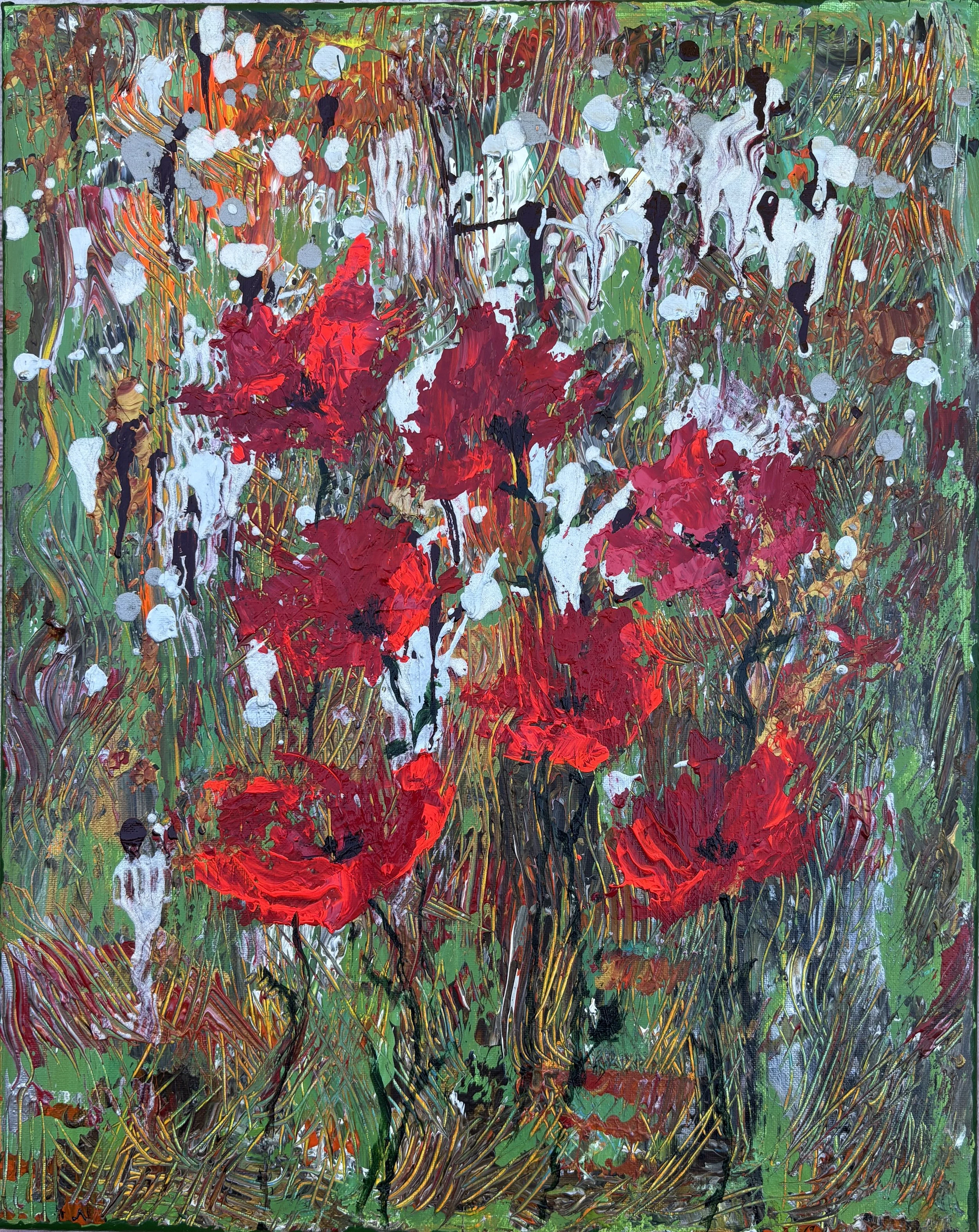 "Field of Poppies 3: What Color is Your Sun" Acrylic on canvas 16x20