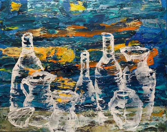"Empty Vessels And Three Suns" Acrylic on canvas 20x16