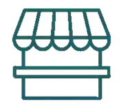 A teal-colored sofa with a modern design.