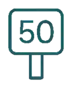 Number 50 displayed on a digital scoreboard or sign