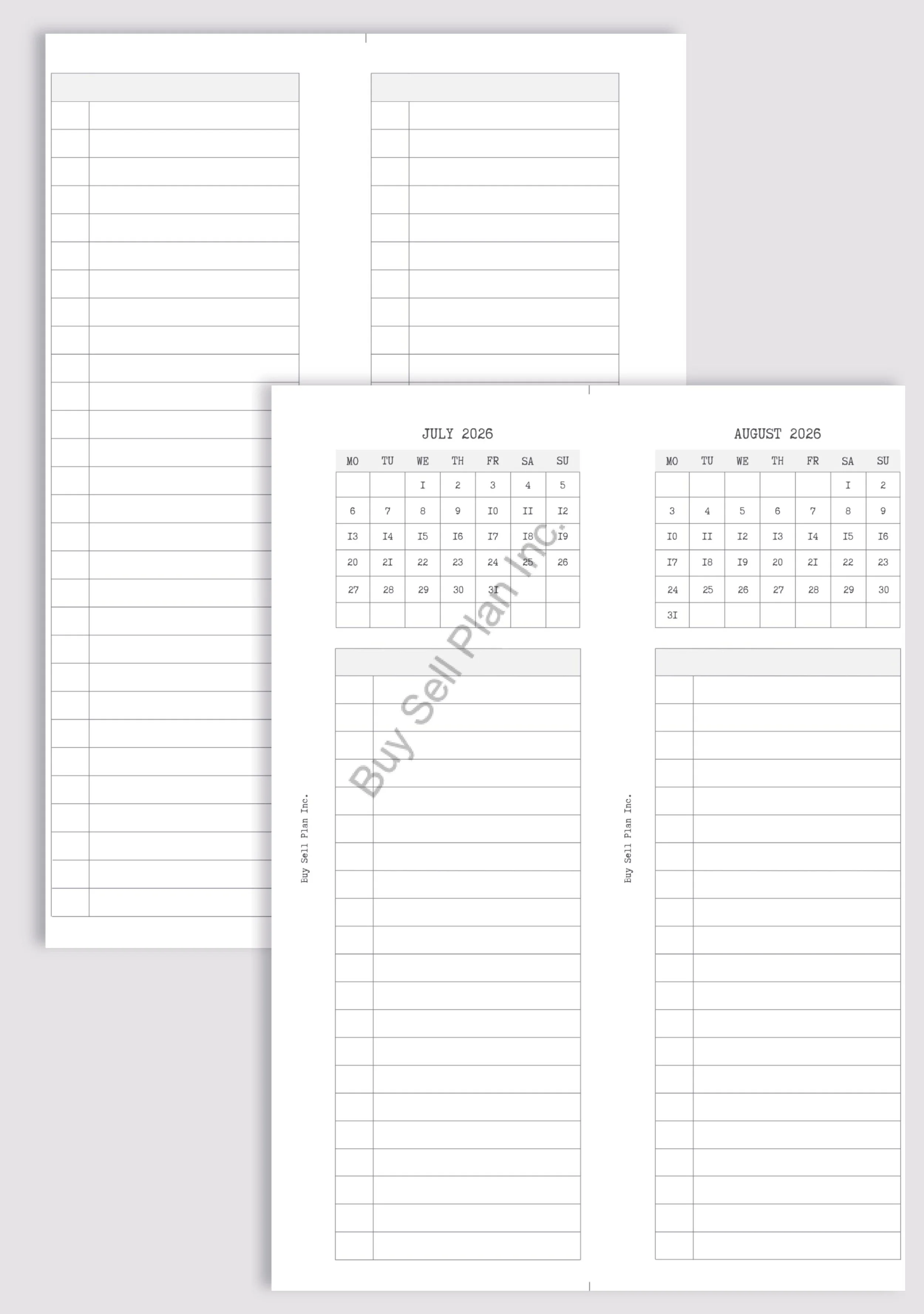 Monthly Calendar Card, 2026-2-Grey, A5