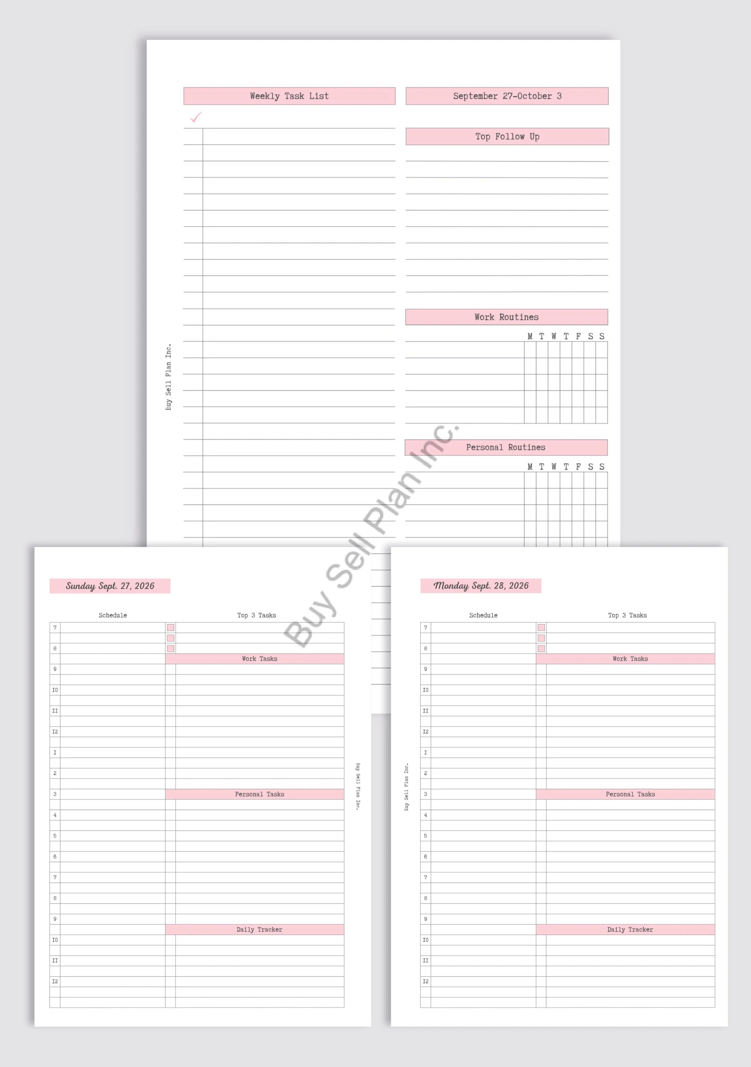 Daily (Q4-2026), Pink, Half Letter - Sunday Start
