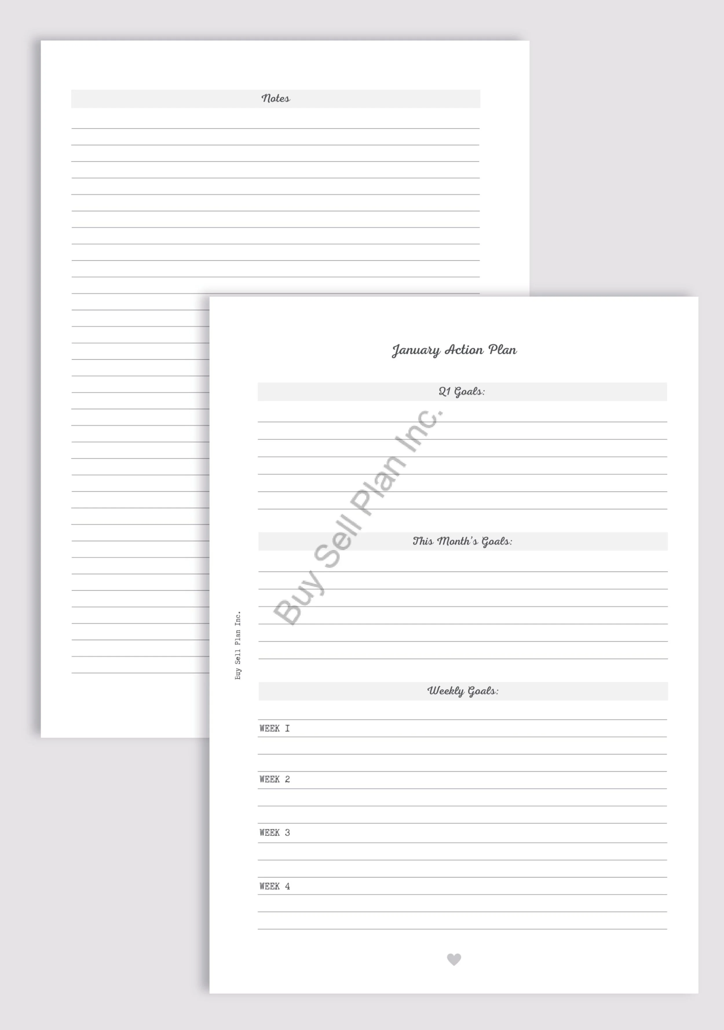 Monthly Action Plan, Grey, A5