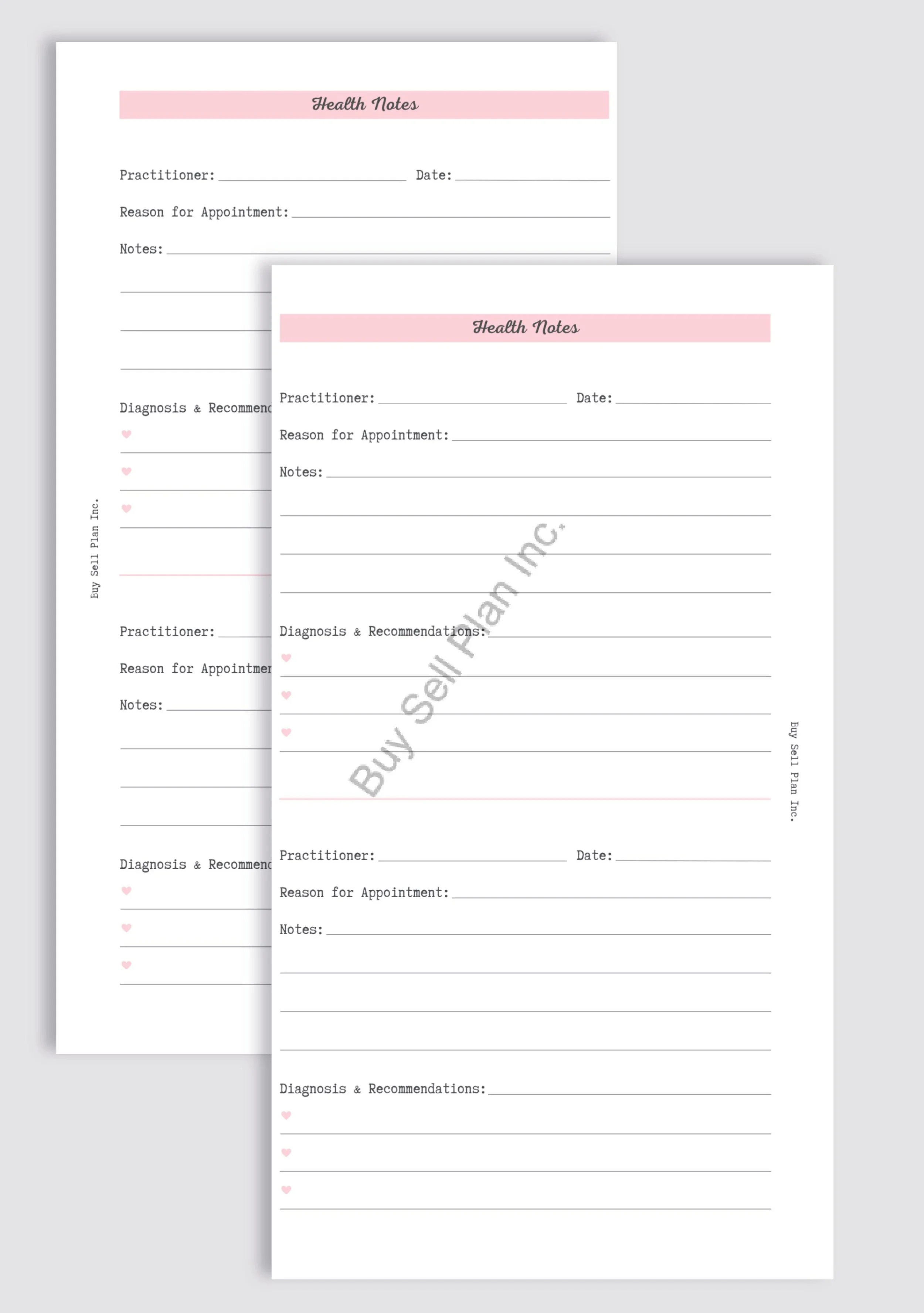 Health Notes, Pink, Personal