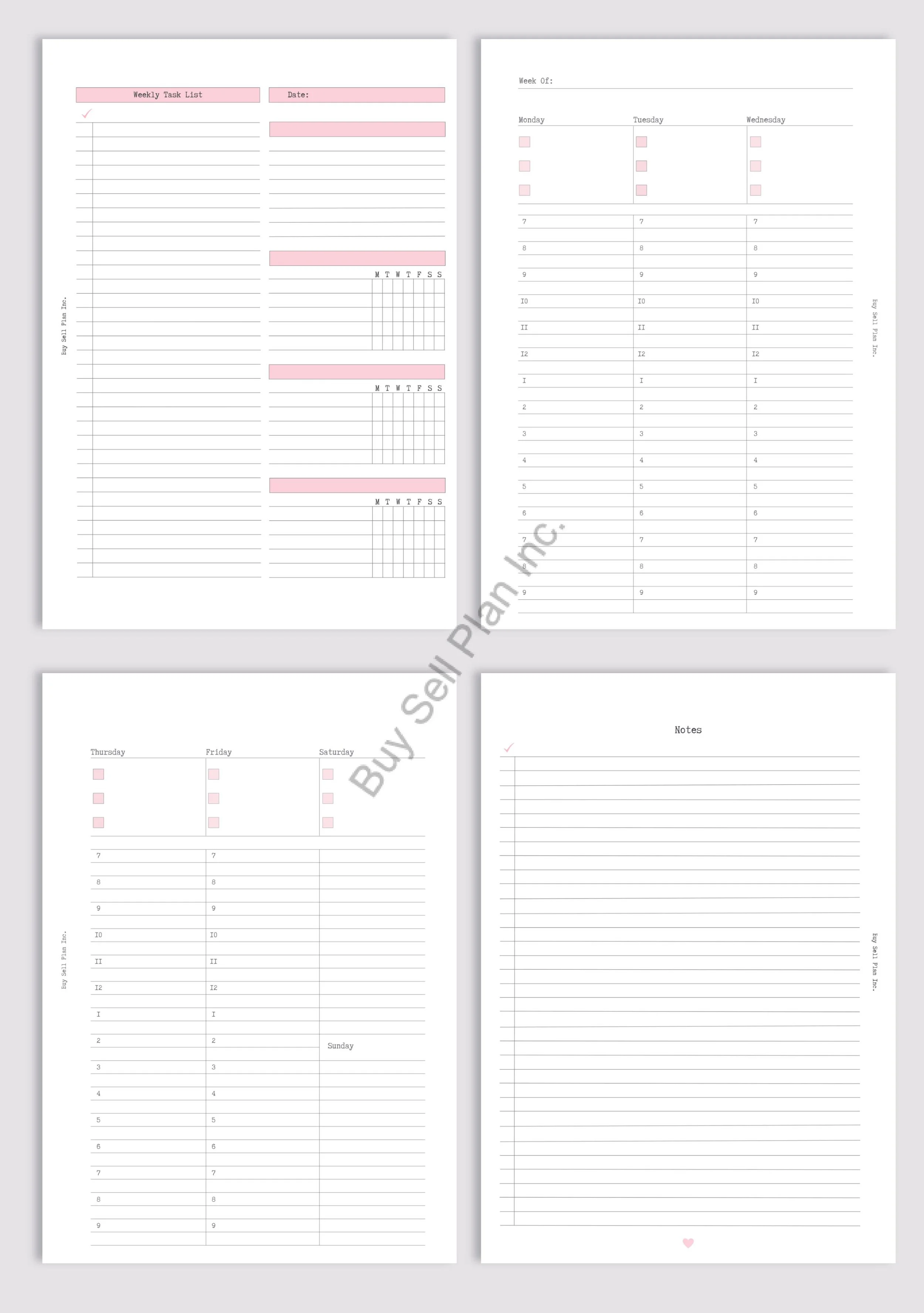 Weekly (Undated), Pink, Personal