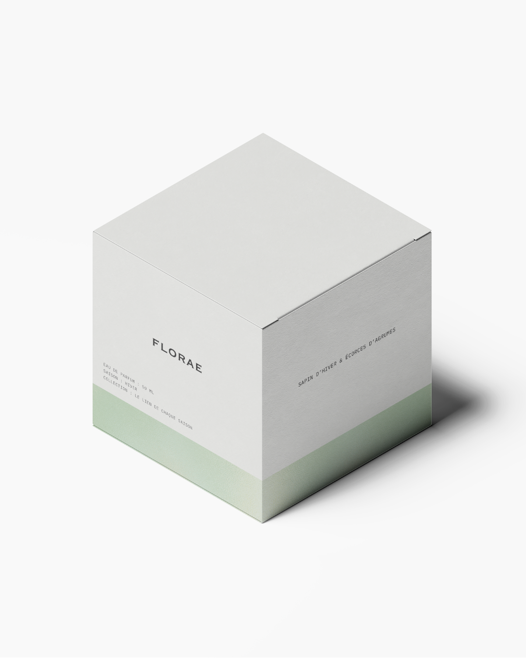Packaging boite de parfum de l'hiver de l'identité visuelle de FLORAE réalisé par le studio de design lapousse.