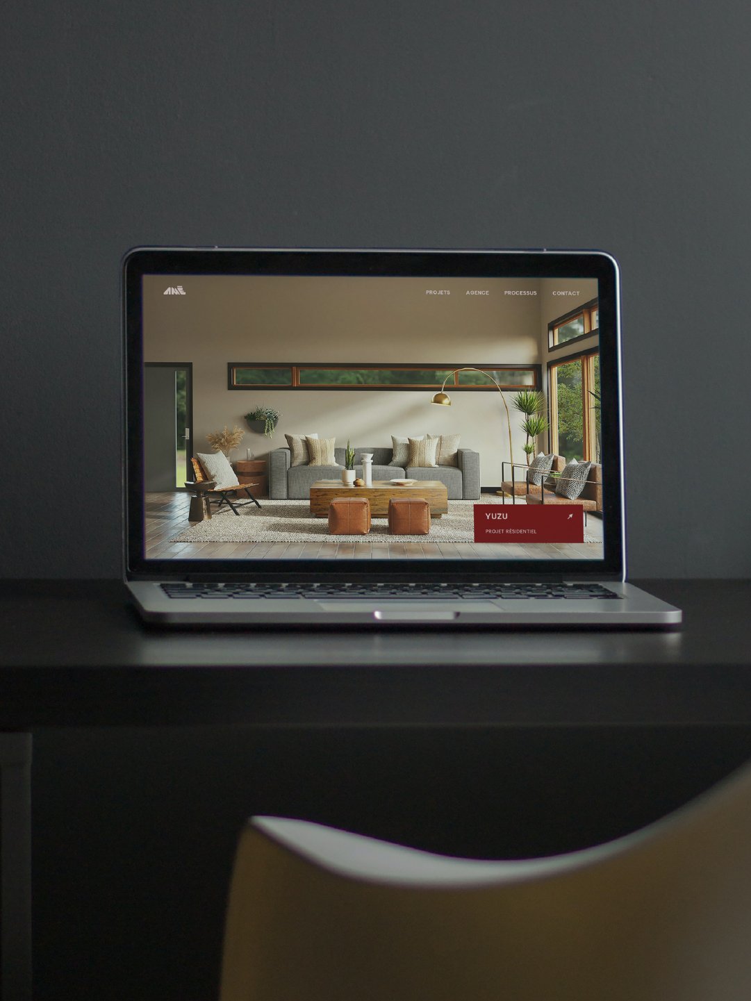 Page d'accueil du site internet de l'entreprise de l'identité visuelle de AMÉ réalisée par le studio de création lapousse.