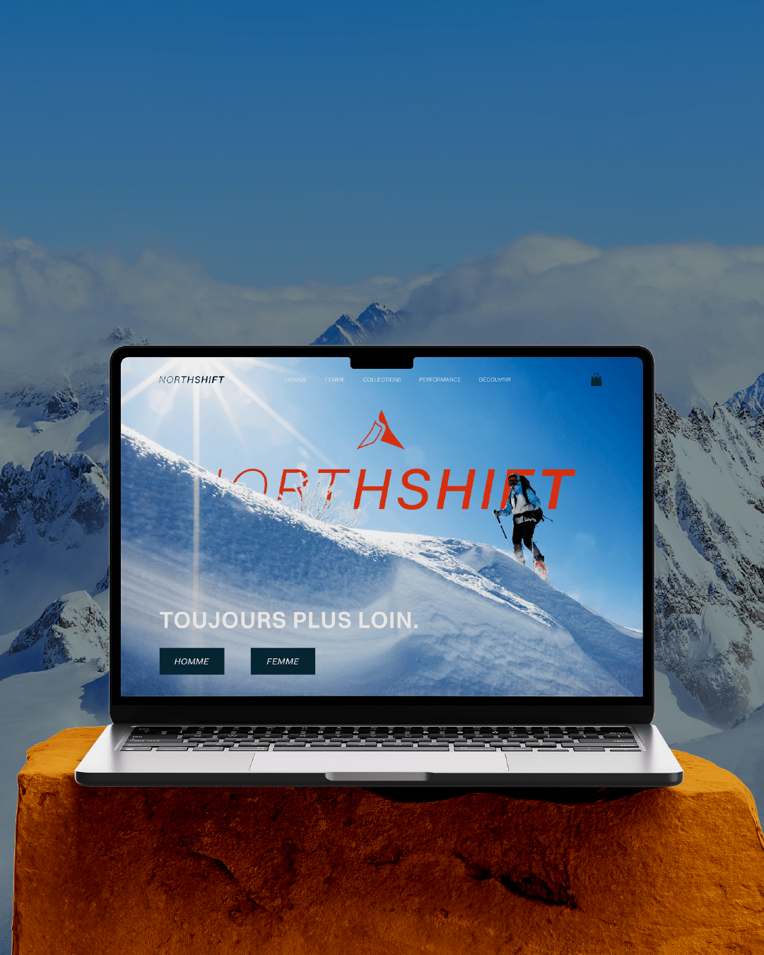 Landing page du site internet  de la marque de l'identité visuelle de NORTHSHIFT réalisé par le studio de création lapousse.