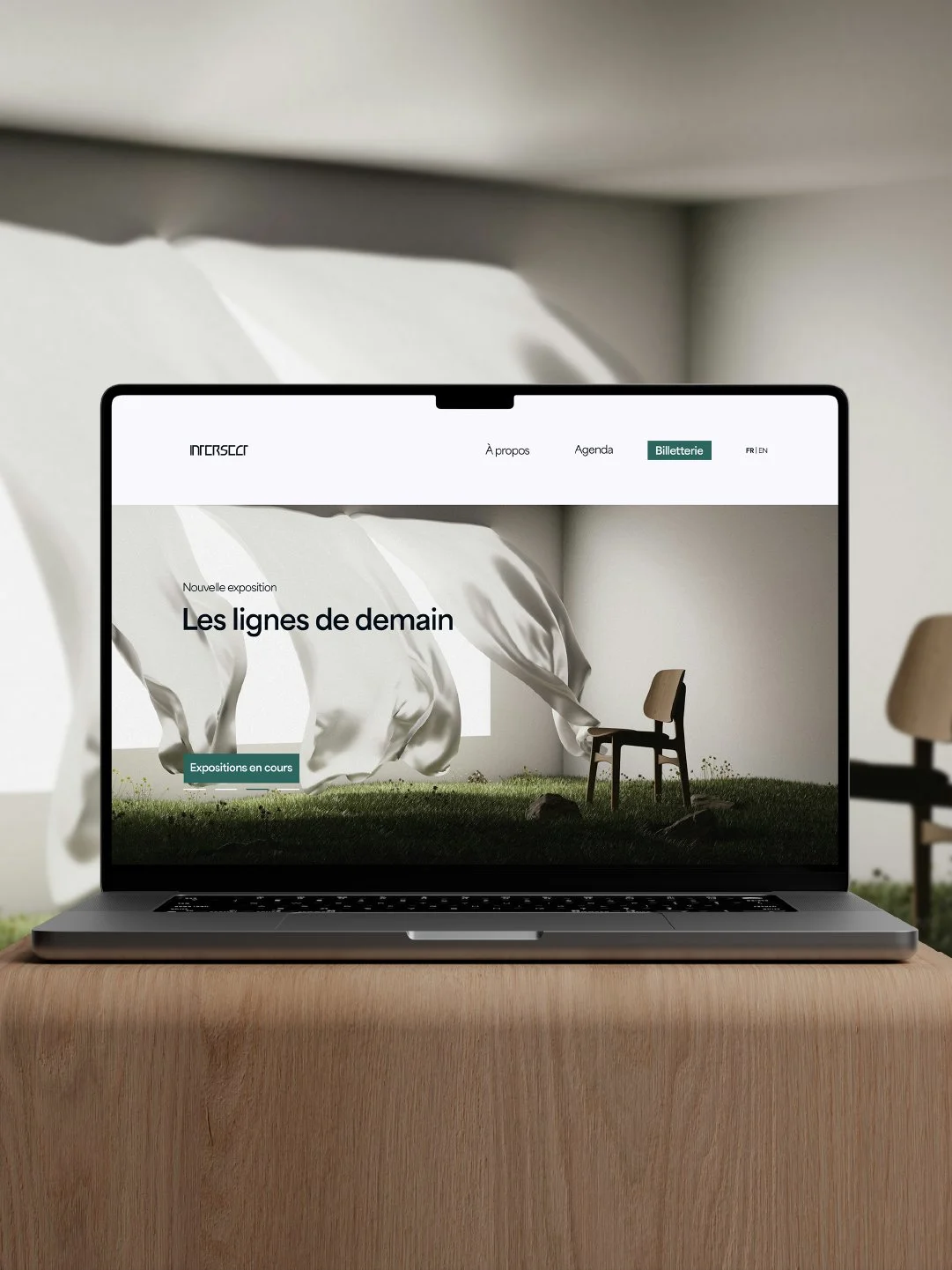 Landing page du site internet de l'identité visuelle de INTERSECT réalisée par le studio indépendant lapousse.