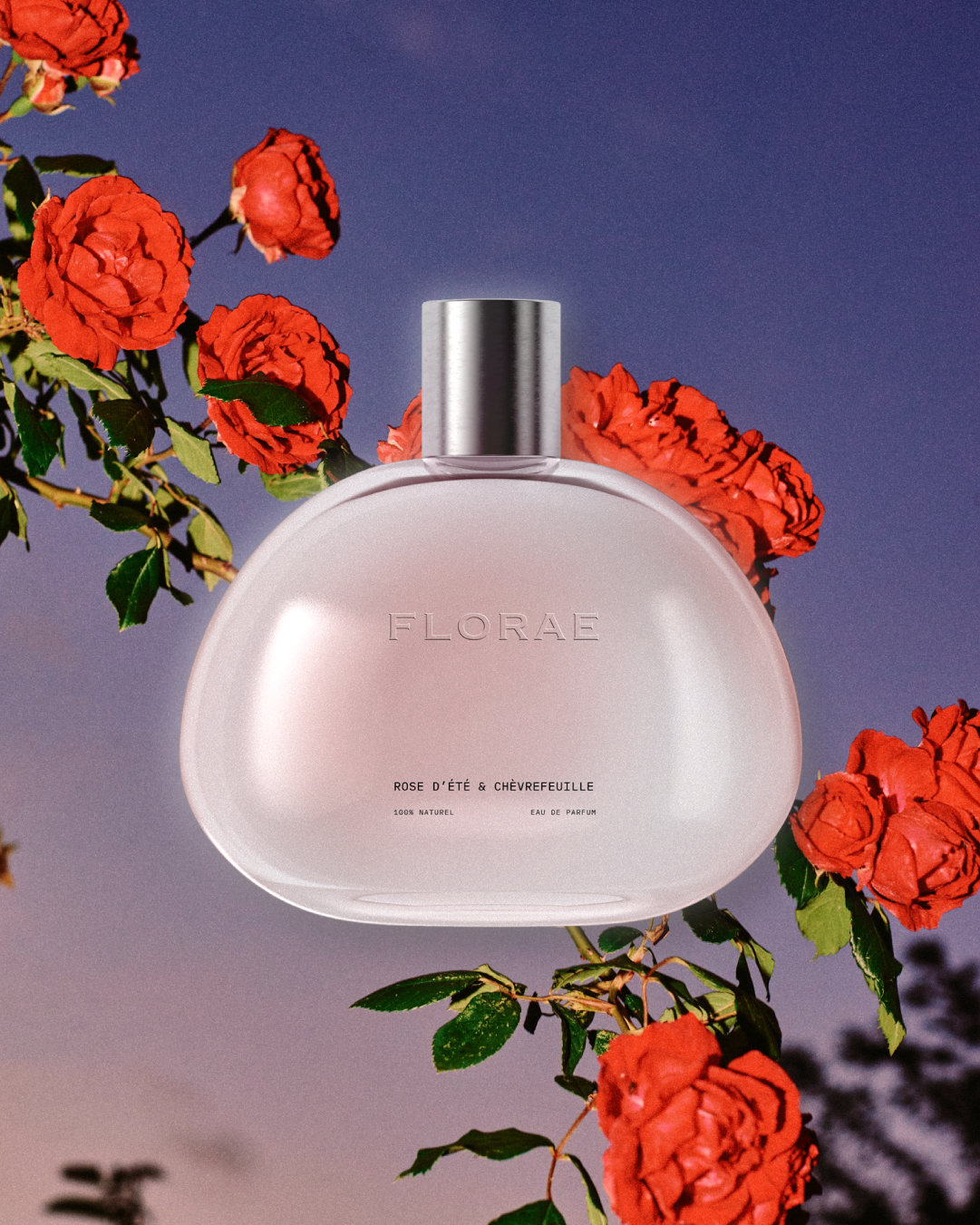 Bouteille de parfum sélection été de l'identité visuelle de FLORAE réalisé par le studio design lapousse.