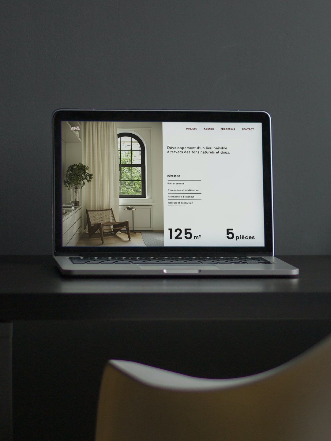 Page projet du site internet de l'entreprise de l'identité visuelle de AMÉ réalisée par le studio de création lapousse.