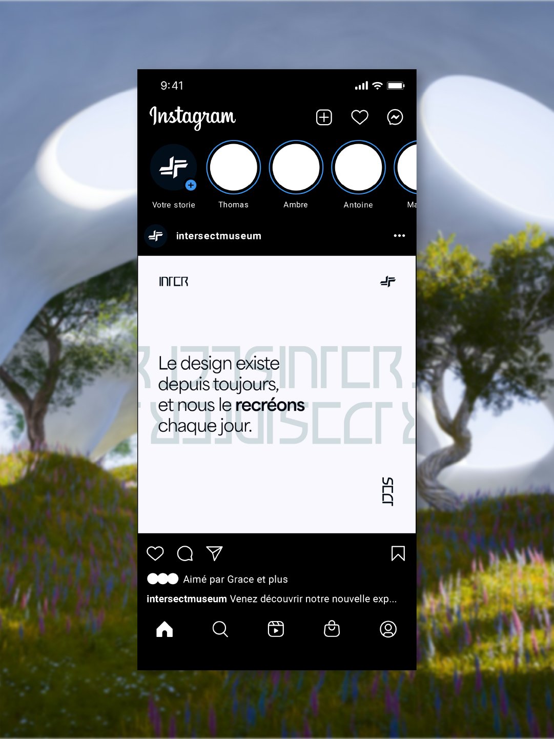 Page Instagram de la marque de l'identité visuelle de INTERSECT réalisée par le studio de création lapousse.