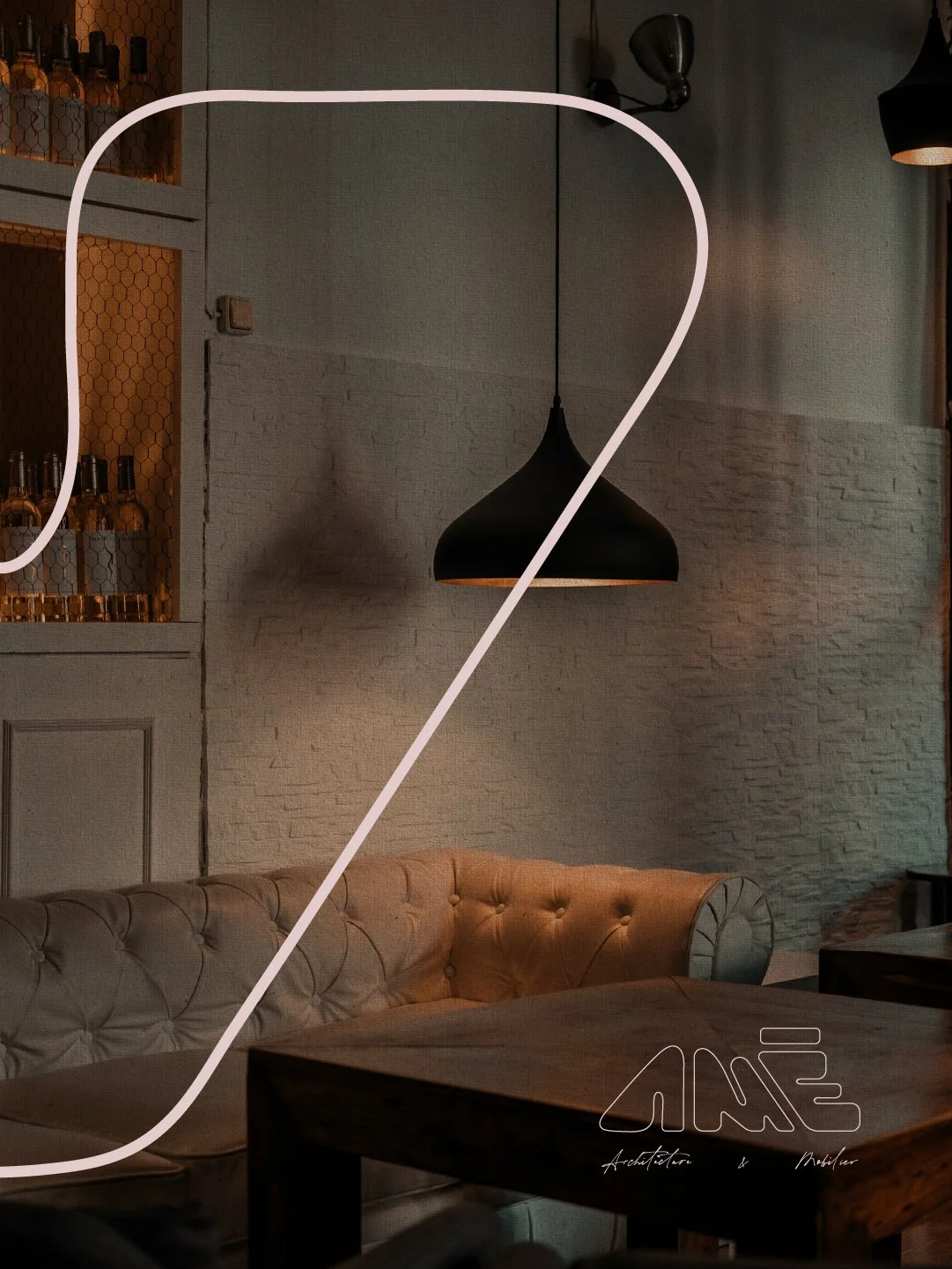 Mise en page d'un logo avec le positionnement de l'identité visuelle de AMÉ réalisée par le studio lapousse.