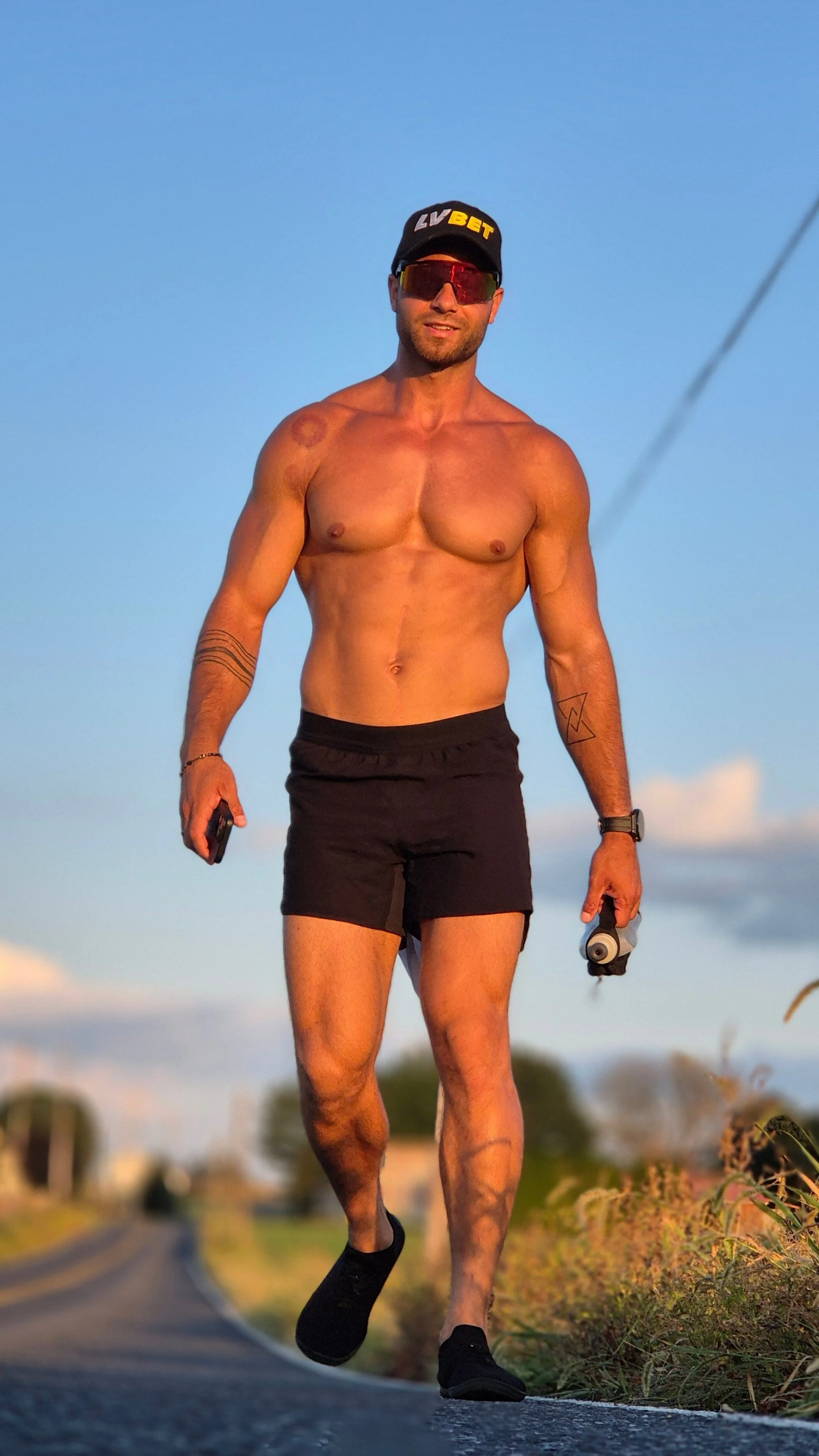Lukas walking along the road some where on the east coast