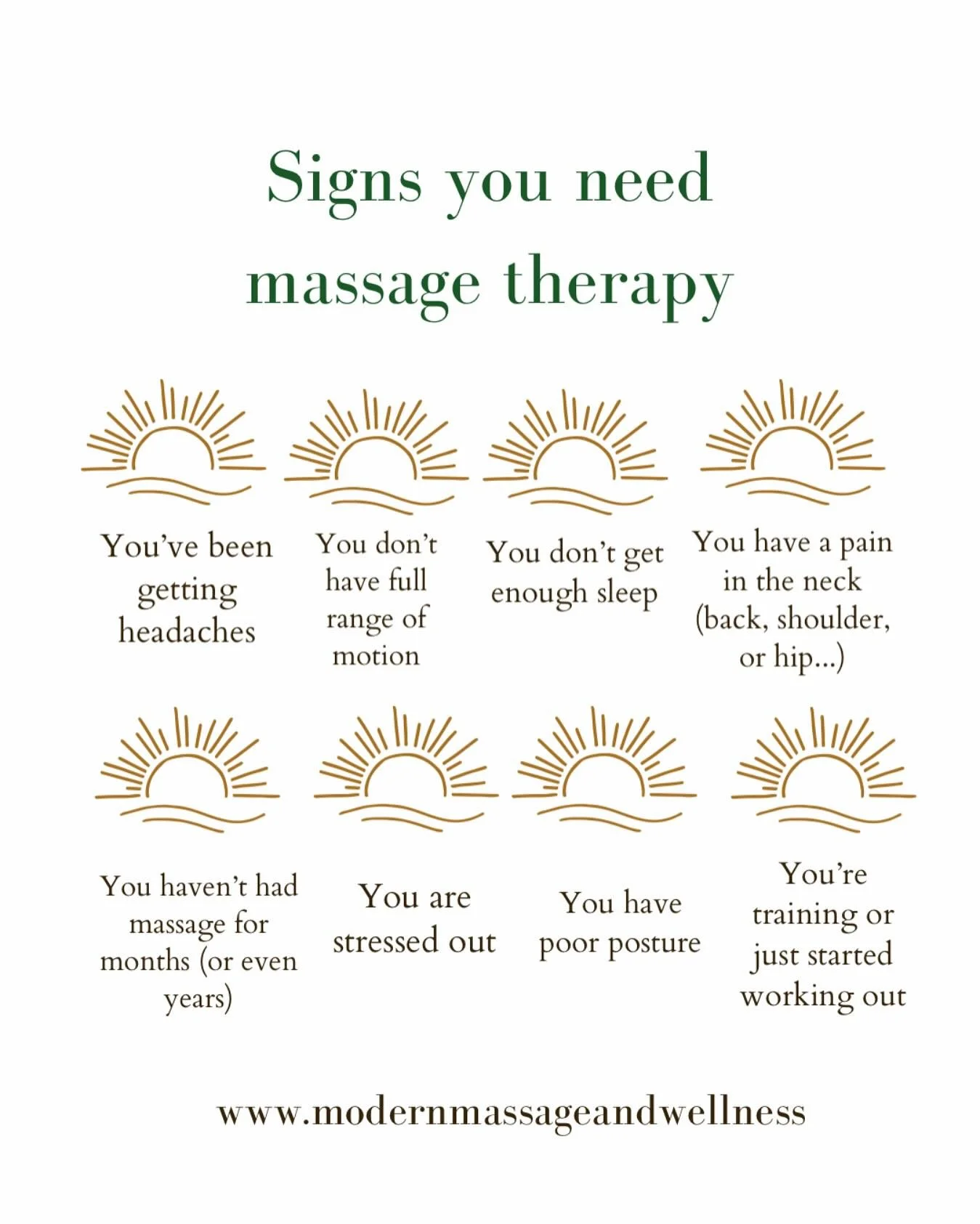✨ 8 signs your body is waving the white flag (and begging for a massage) ✨

From headaches that just won&rsquo;t quit, to restless nights, to that stubborn knot in your shoulder that&rsquo;s been there since&hellip; who even remembers when&mdash;your