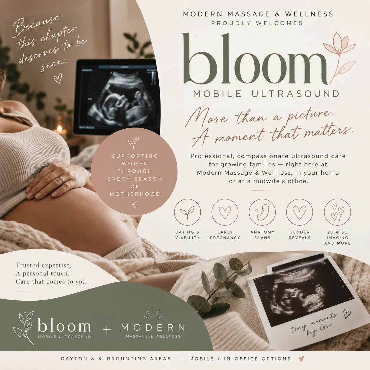✨ MEET BLOOM MOBILE ULTRASOUND ✨

We&rsquo;re so excited to introduce you to one of the  members of the Modern Massage &amp; Wellness community: Bloom Mobile Ultrasound. 💛💛💛🥰

Because pregnancy is about so much more than appointments on a calenda