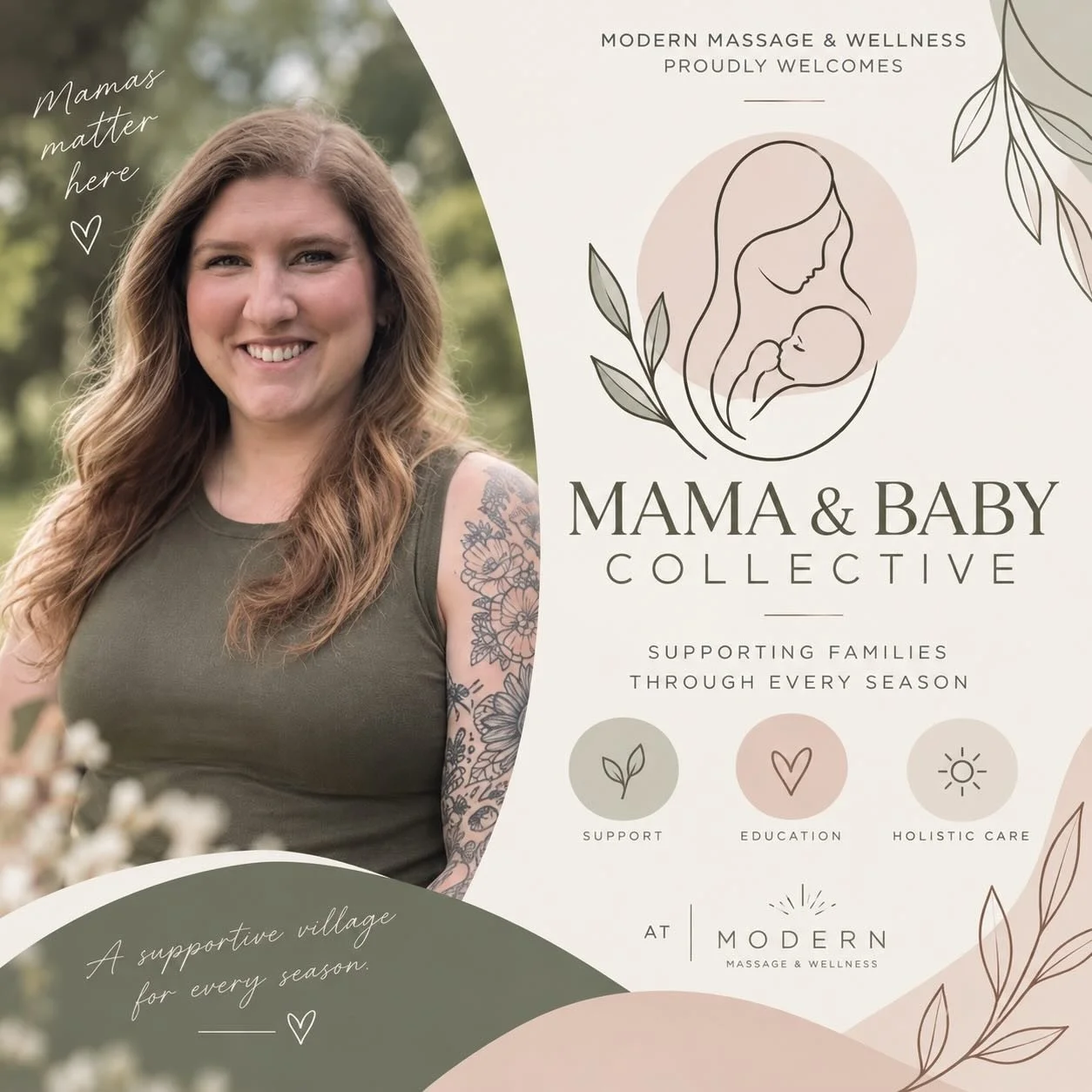 💛MEET MAMA &amp; BABY COLLECTIVE 💛

One of the things I&rsquo;ve always wanted Modern Massage &amp; Wellness to be is more than a place to get a massage.

I want it to be a place where women and families can find good people, thoughtful care, and t